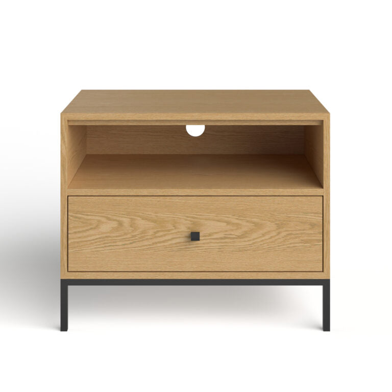 Modern Downsview Nightstand with Open Shelf - Large Bedside Table for Bedroom, Living Room, or Office Storage