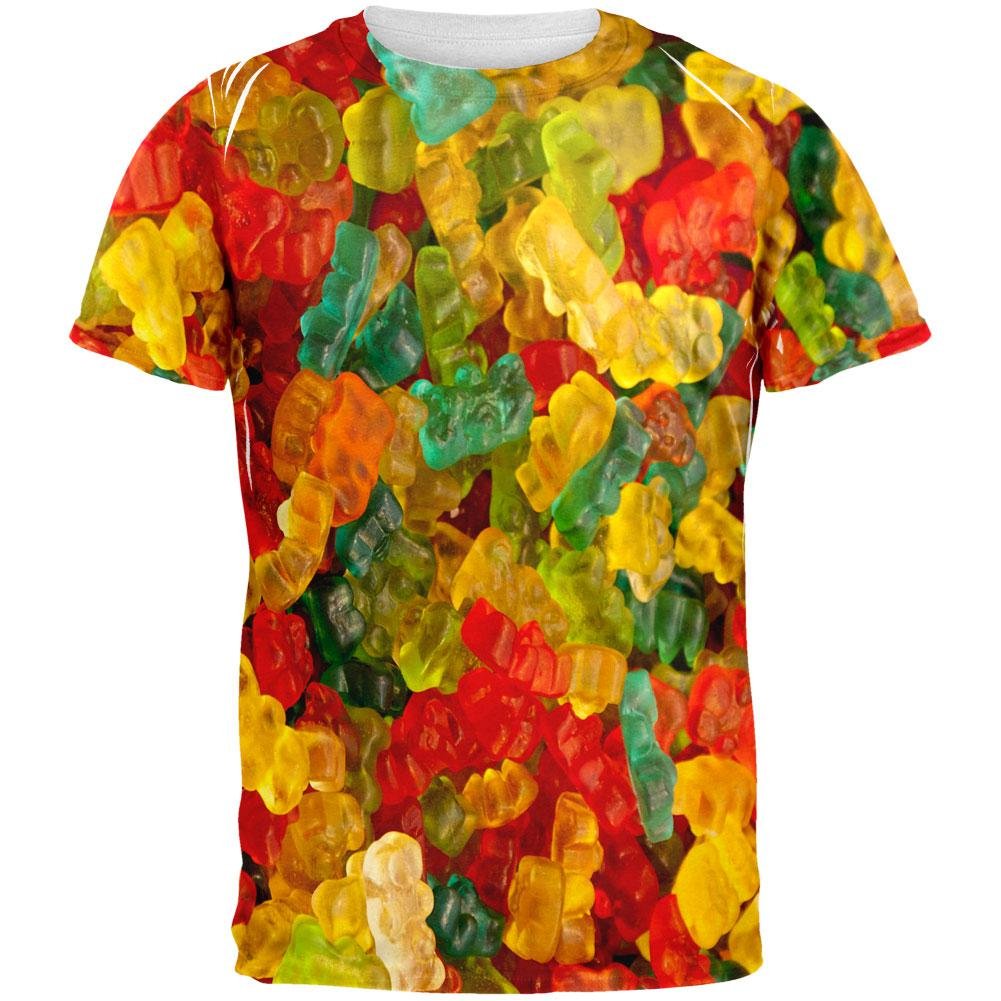 Old Glory Candy Gummy Bears All Over Print Adult T-Shirt - Funny Novelty Graphic Tee for Men & Women - Perfect for Parties, Gifts & Casual Wear