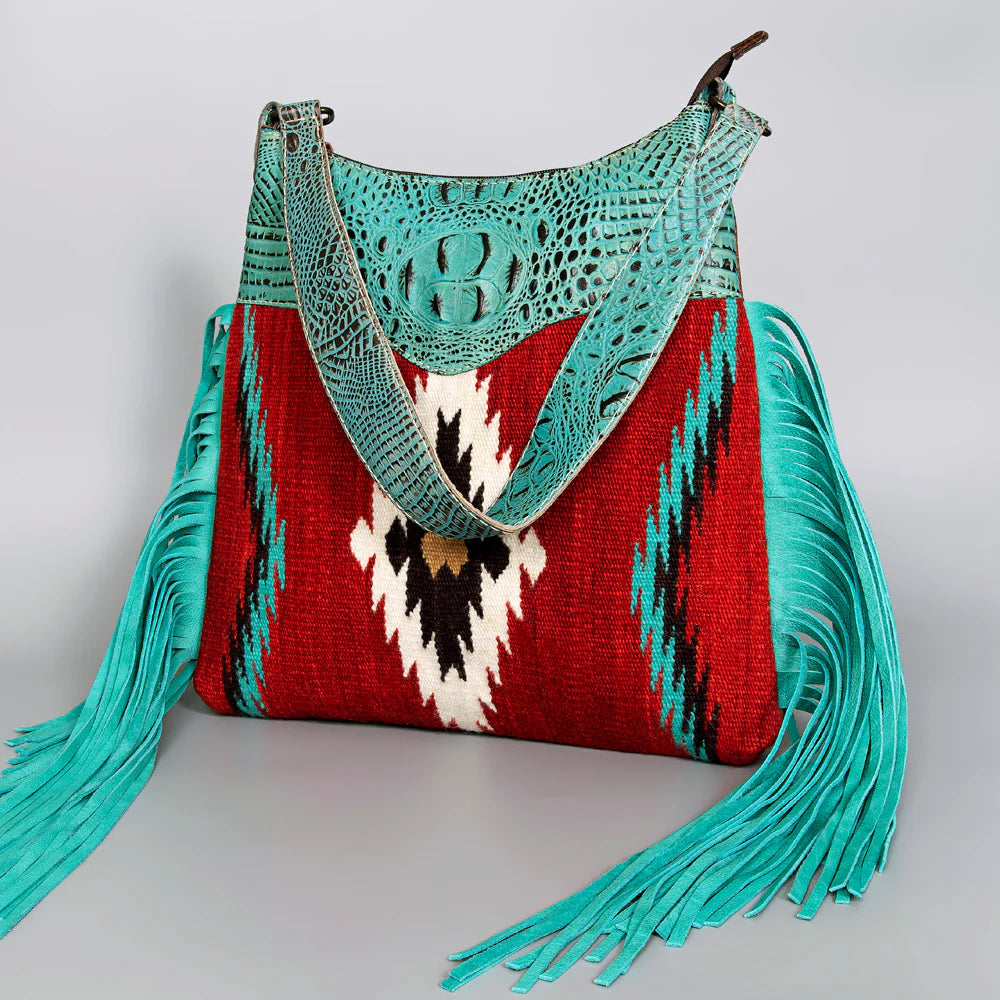 American Darling Turquoise & Red Aztec Blanket Purse - Stylish Boho Crossbody Bag for Women | Perfect for Music Festivals, Beach Outings & Everyday Use