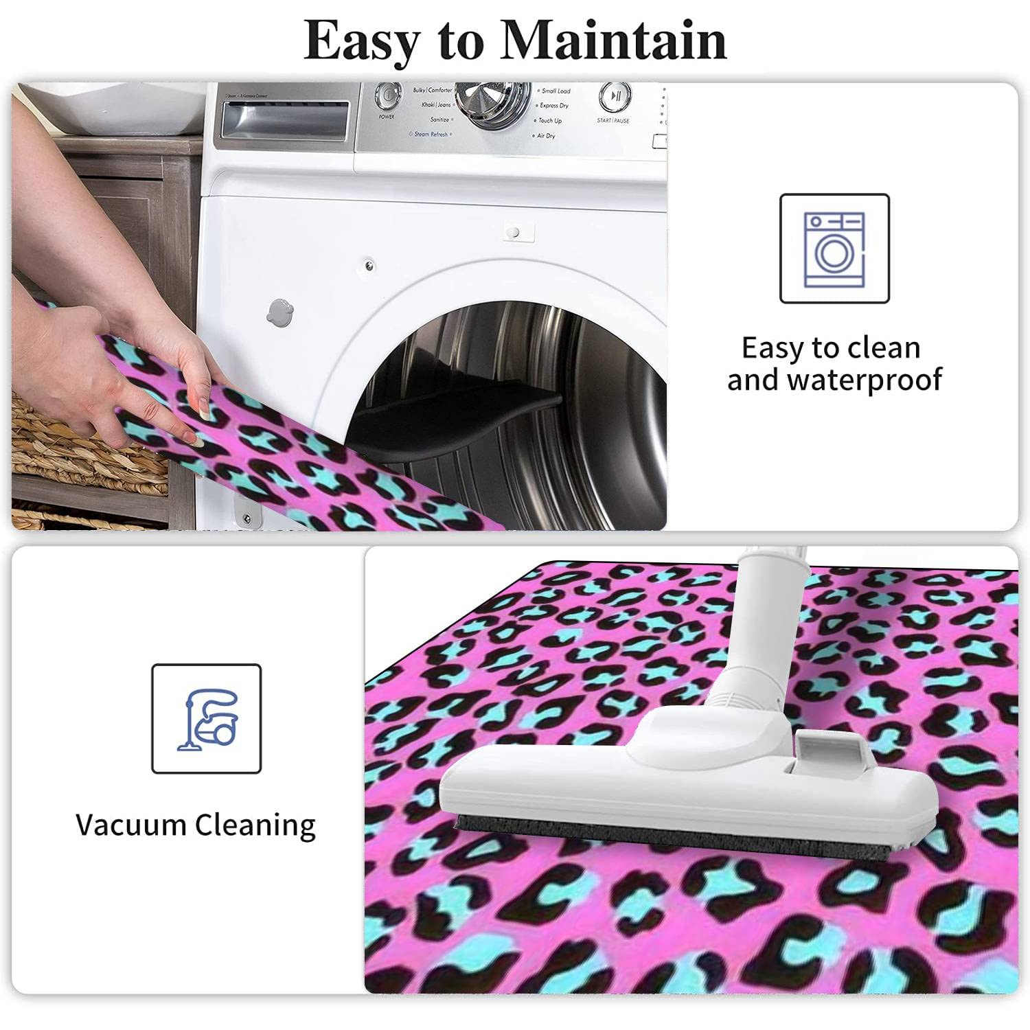 Leopard Print Non-Slip Kitchen Rugs Set - Washable Floor Mat for Kitchen & Bathroom Decor