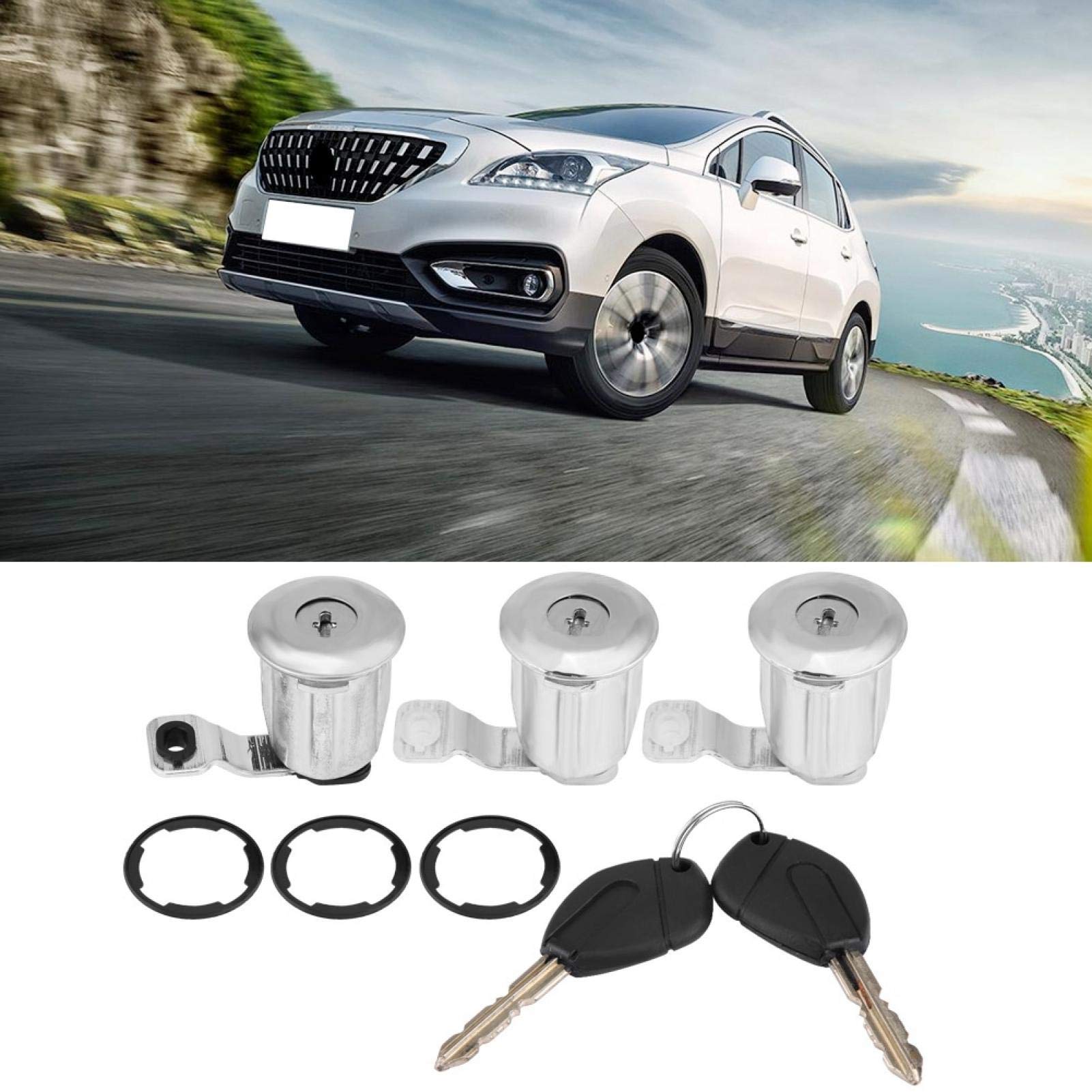 Peugeot 252522 Auto Car Door Lock Barrel Set with Keys - Replacement Lock Cylinder for Peugeot Vehicles | Secure Your Car Doors & Prevent Theft