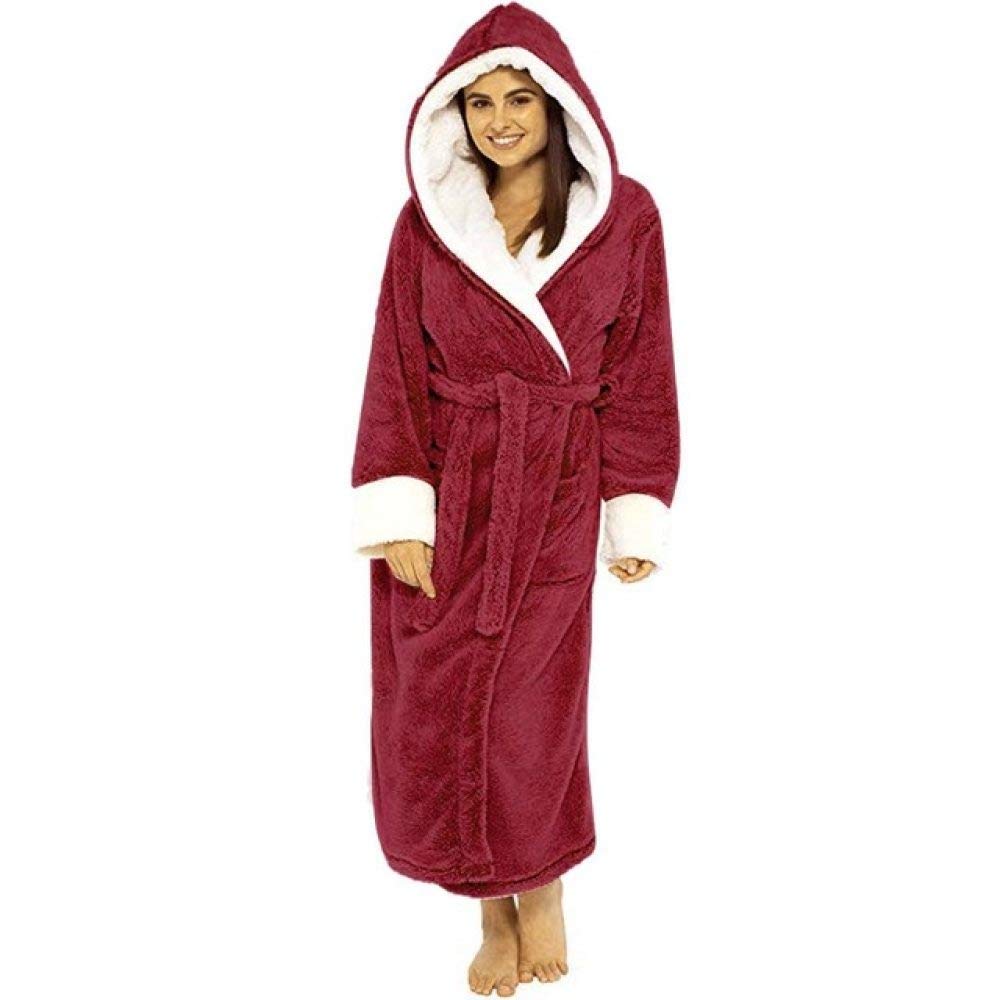 Premium Winter Plush Hooded Bathrobe for Women - Extra Long Soft Shawl Collar Warm Robe Coat, XXXL Size - Cozy Homewear for Spa, Lounge & Relaxation