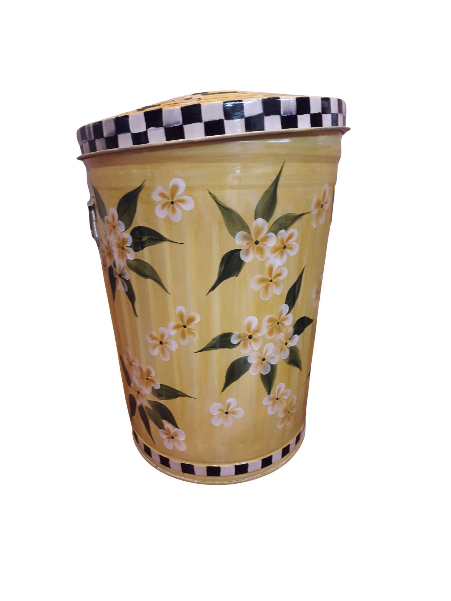Hand Painted 20 Gallon Trash Can with Lid - Durable Metal Garbage Bin for Kitchen, Office, Outdoor & Recycling - Rustproof & Odor-Controlling Waste Container
