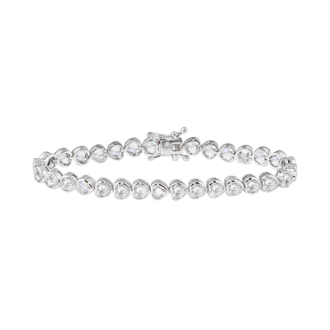 Heart Tennis Bracelet for Women - 14K Gold Plated Cubic Zirconia Tennis Bracelet - Elegant Jewelry Gift for Anniversary, Birthday, Valentine's Day - Perfect for Parties, Weddings & Special Occasions