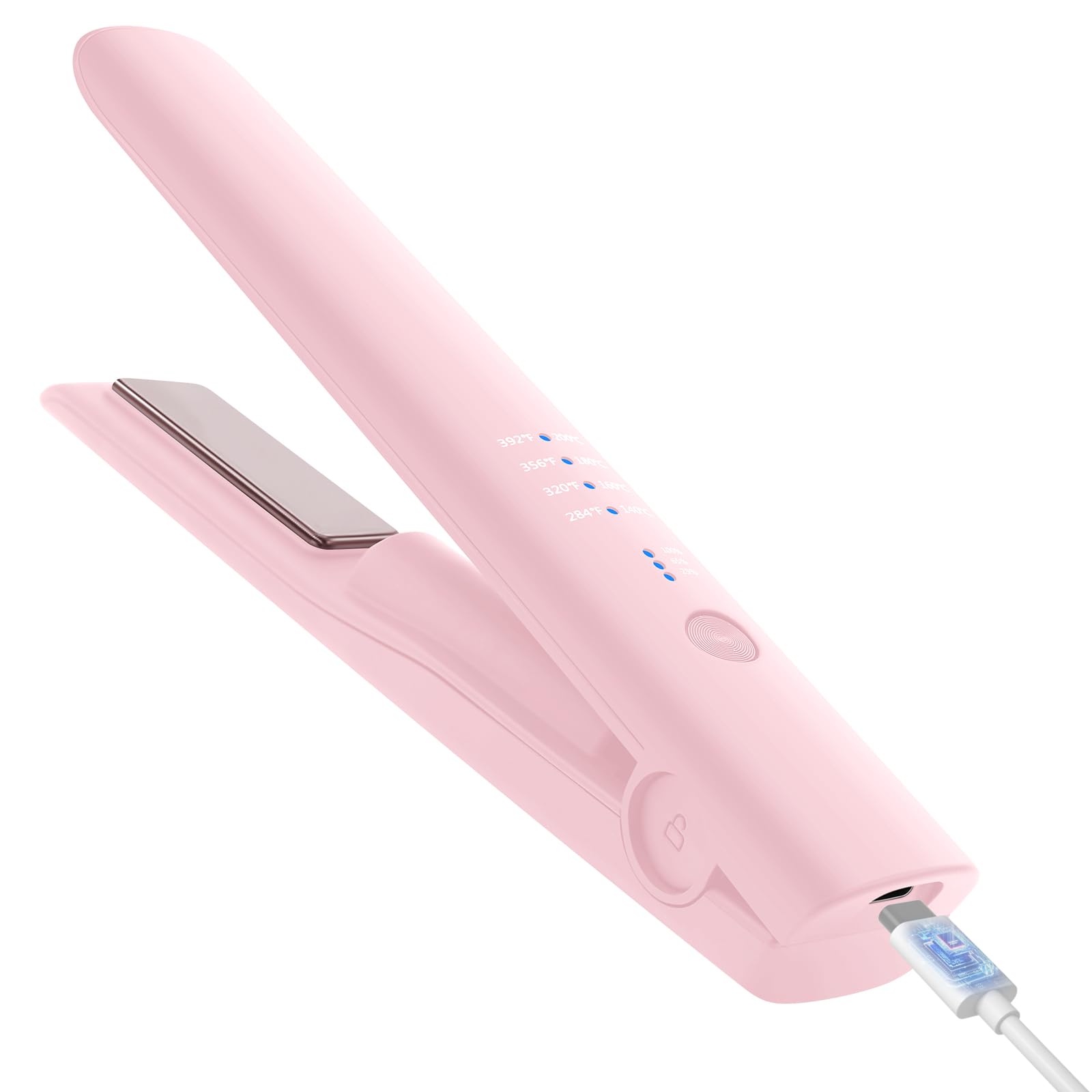 iTayga 2-in-1 Cordless Hair Straightener and Curling Iron - 5000mAh USB Rechargeable, Portable Travel Flat Iron for All Hair Types (Pink) | Perfect for Styling at Home, Travel & On-the-Go Hair Care