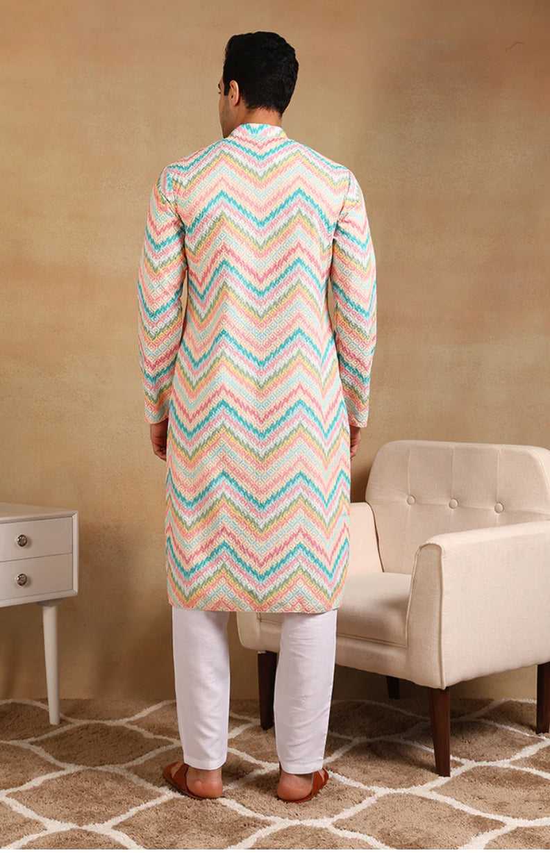 Men's Embroidered Straight Kurta - Traditional Indian Tunic for Casual & Festive Wear | Perfect for Weddings, Parties & Daily Outfits