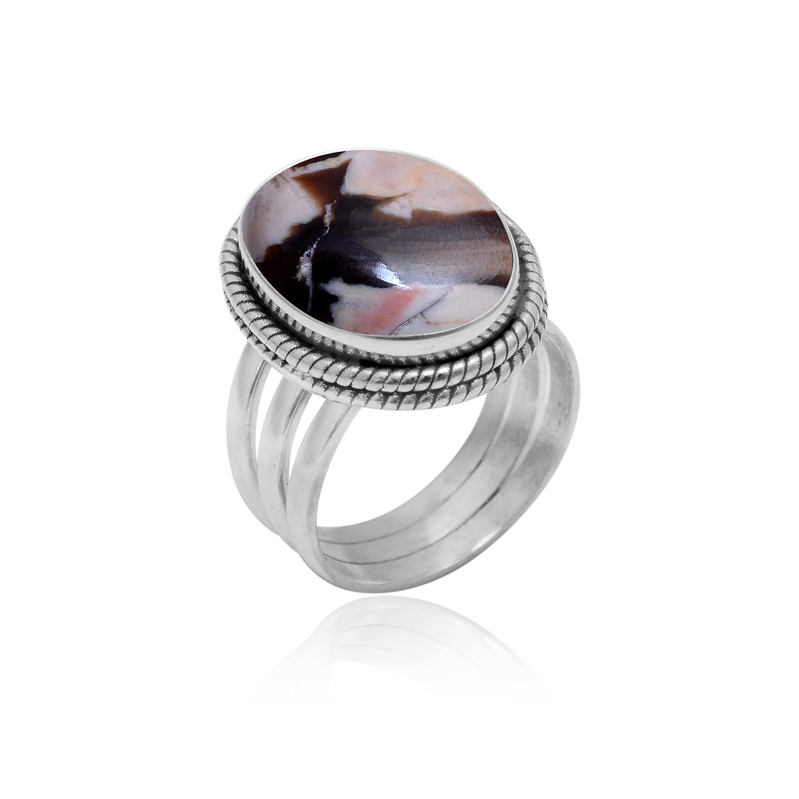 Veracity Jewelry Peanut Wood Jasper Rings for Women - 925 Sterling Silver Healing Meditation Rings - Handmade Coffee Color Jasper Gemstone Jewelry (VSR-95) | Perfect for Spiritual Healing, Yoga, Meditation & Everyday Wear