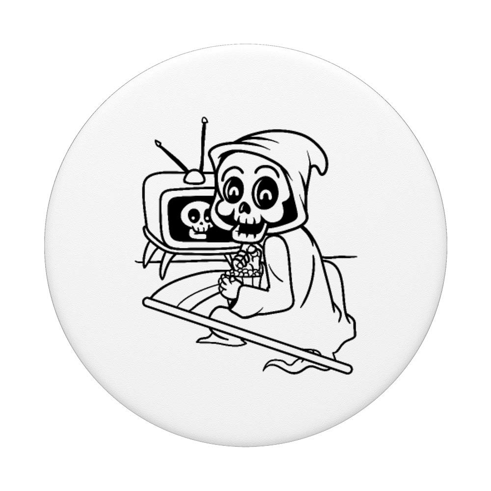 Funny Grim Reaper Watching TV PopSockets Grip & Stand - Phone & Tablet Holder for Men, Women & Kids - Perfect for Watching Shows, Gaming & Secure Device Handling