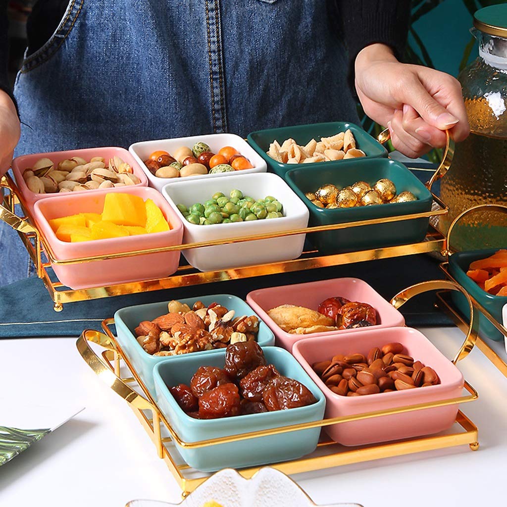 Multifunctional Snack Dish Set - 6-Piece Colorful Serving Plates for Fruits, Nuts, Candy, French Fries & Salad | Perfect for Parties, Picnics & Home Entertaining (Green)