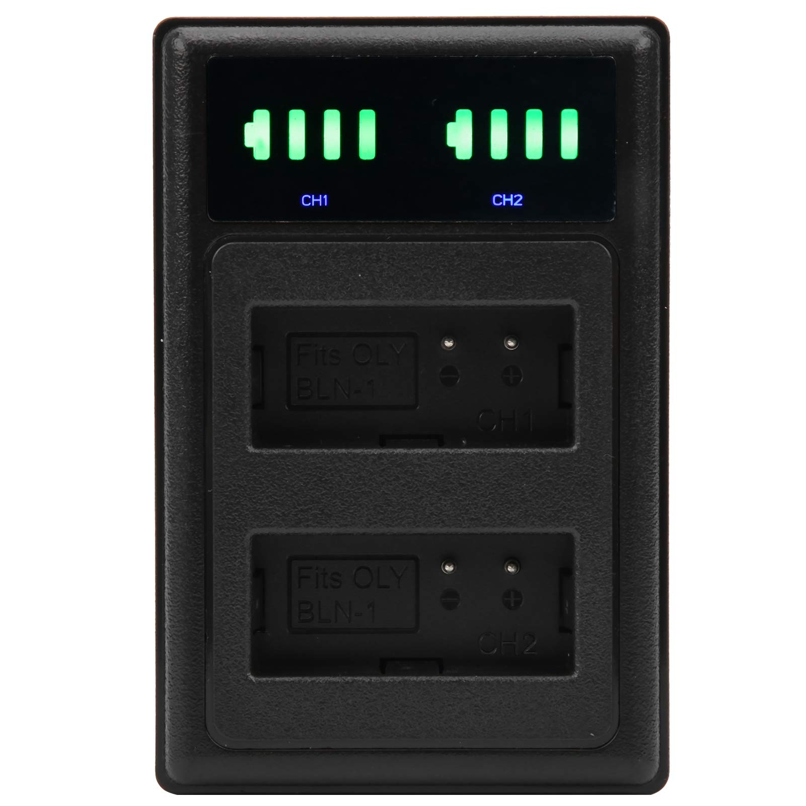 LZKW Dual Interface Camera Battery Charger for BLN-1 Battery - Professional Durable Dual Dock Charger with LCD Display (Black) - Perfect for DSLR & Mirrorless Cameras, Travel Photography & Studio Use