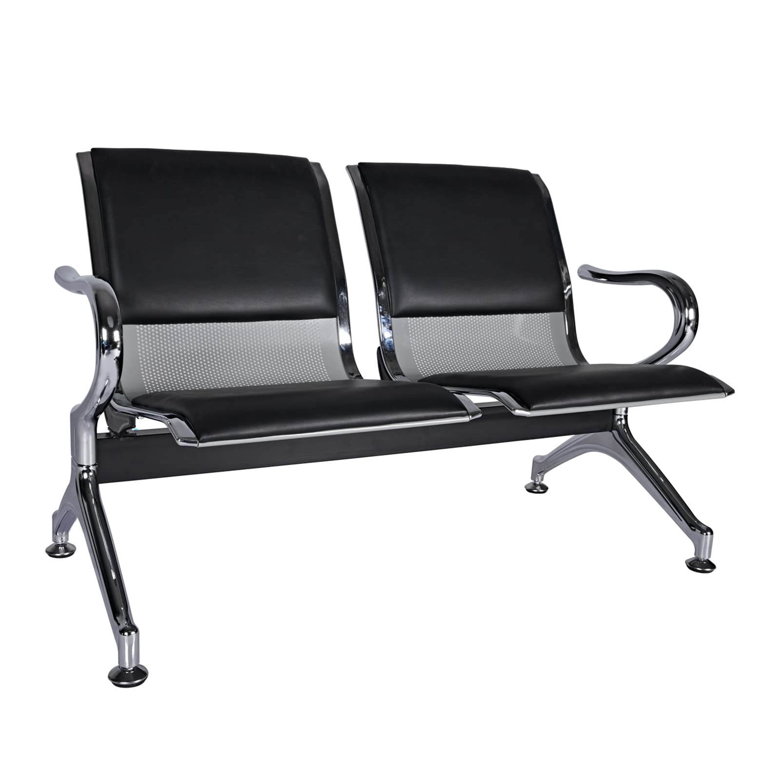 Premium PU Leather Reception Chairs with Arms - Comfortable Waiting Room Seating for Airport, Salon, Office, Hospital, Bank & Conference Room - Ideal for Lobbies, Lounges & Business Spaces