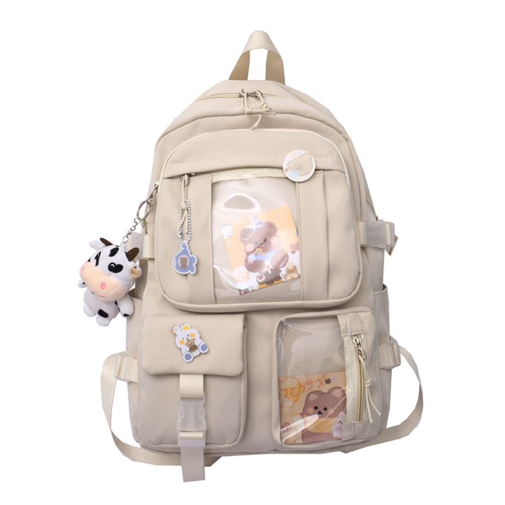 Cute Aesthetic Backpack for School - Kawaii Backpack with Pins & Accessories, Spacious Rucksack for Teens, College, Work & Travel