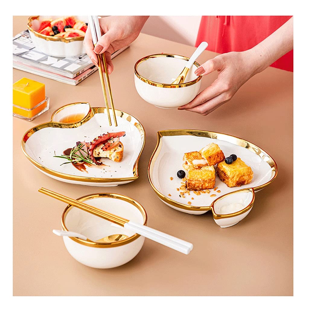 Pink Heart-Shaped Ceramic Dinner Plates Set of 4 - 20x24.5x3.5cm Kitchen Plates for Dips, Pasta, Dessert, Soup & Fruit - Perfect for Valentine's Day, Romantic Dinners & Gift Giving