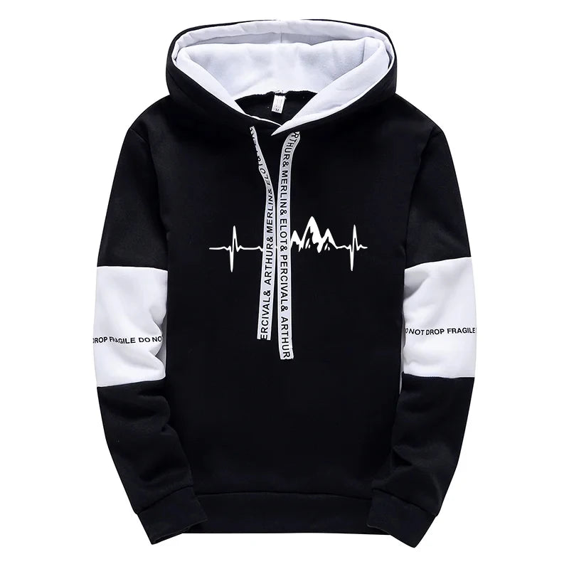 **Men's Casual Print Tracksuit Set - Hooded Sweatshirt & Jogger Pants for Streetwear, Harajuku Style, Gym & Daily Wear | High-Quality Comfort Outfit**    *(场景: Perfect for jogging, gym workouts, casual streetwear, and everyday comfortable fashion.)*