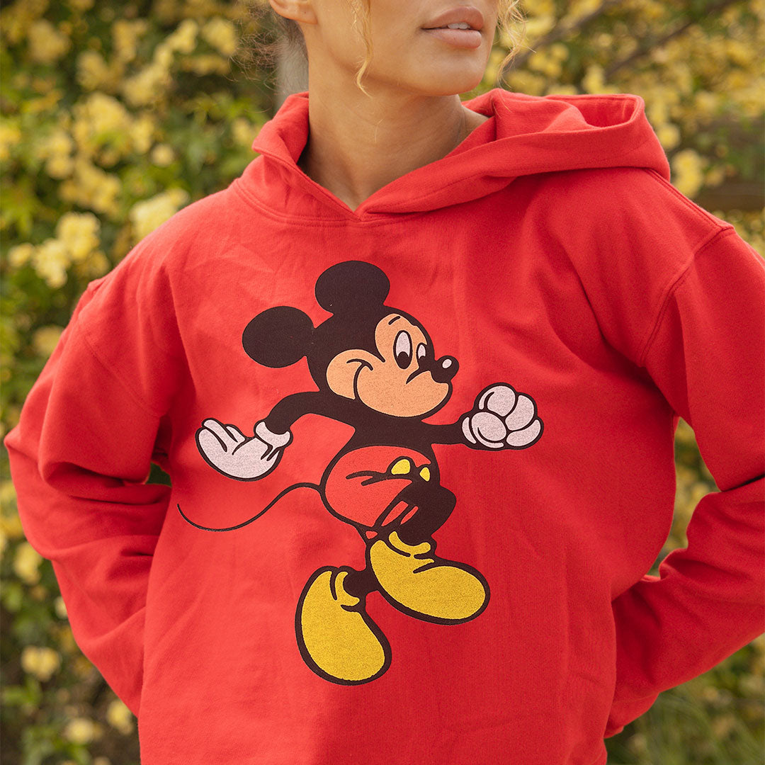 Disney Mickey Mouse Boyfriend Hoodie - Red Sweatshirt for Women | Cozy Pullover for Casual Wear & Lounge