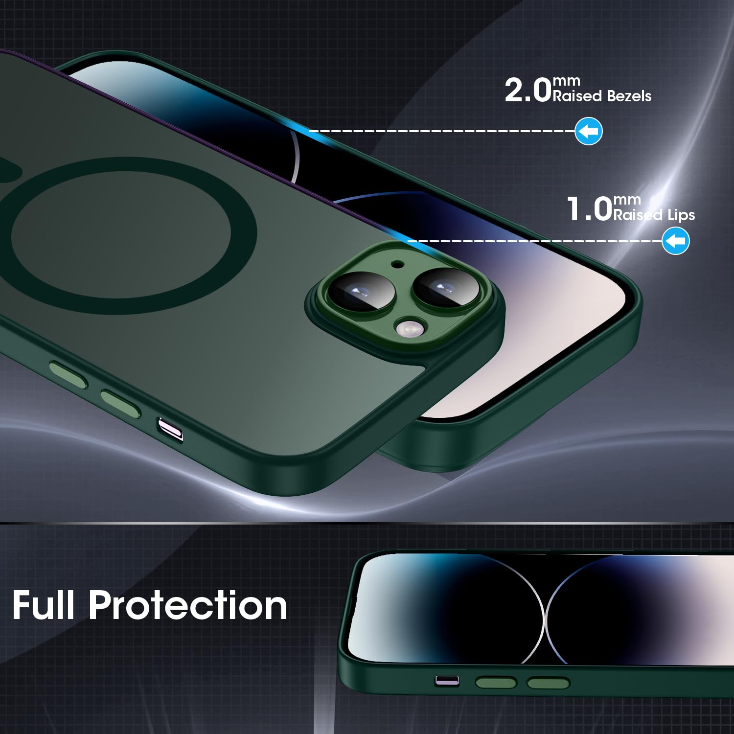 **Magnetic iPhone 13 Case 6.1 Inch - Slim Translucent Matte Cover with MagSafe Wireless Charging, Shockproof & Camera Protection (Dark Green) - Perfect for Daily Use, Travel & Work**