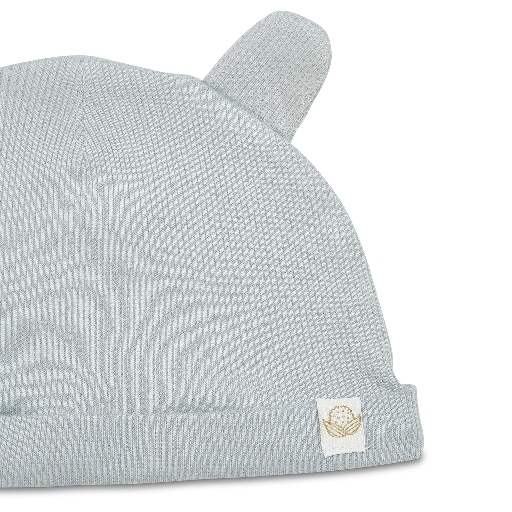 Organic Bunny Ears Cap - Pearl Blue Cotton Beanie for Women & Girls - Cute Easter Costume Accessory for Spring Photoshoots & Holiday Parties