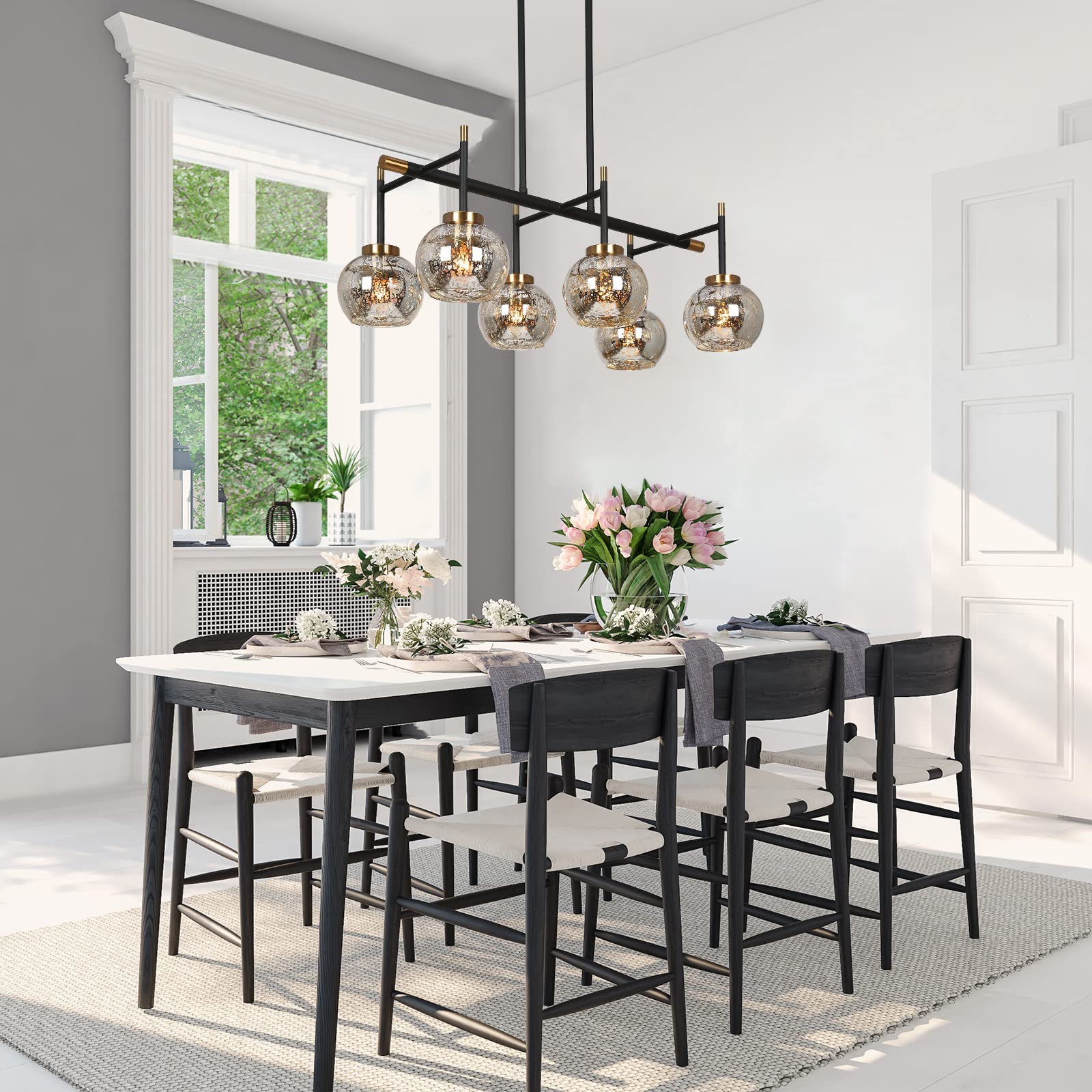KSANA Modern Black & Gold Metal Chandelier - 27.5