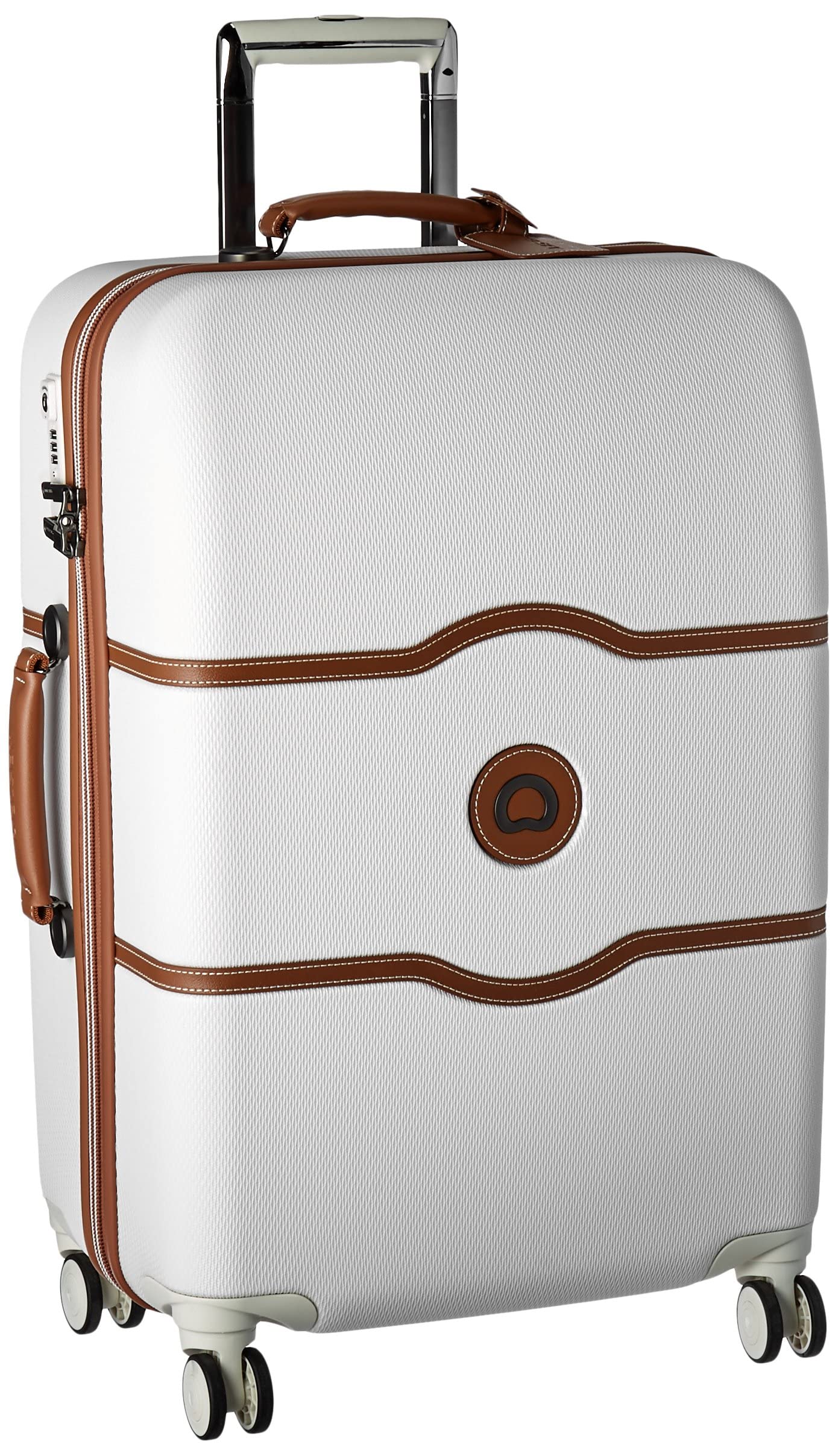 Delsey Paris Chatelet Hard+ Hardside Spinner Luggage 24 Inch Checked-Medium Suitcase - Champagne White | Durable Travel Bag for Business Trips & Vacation
