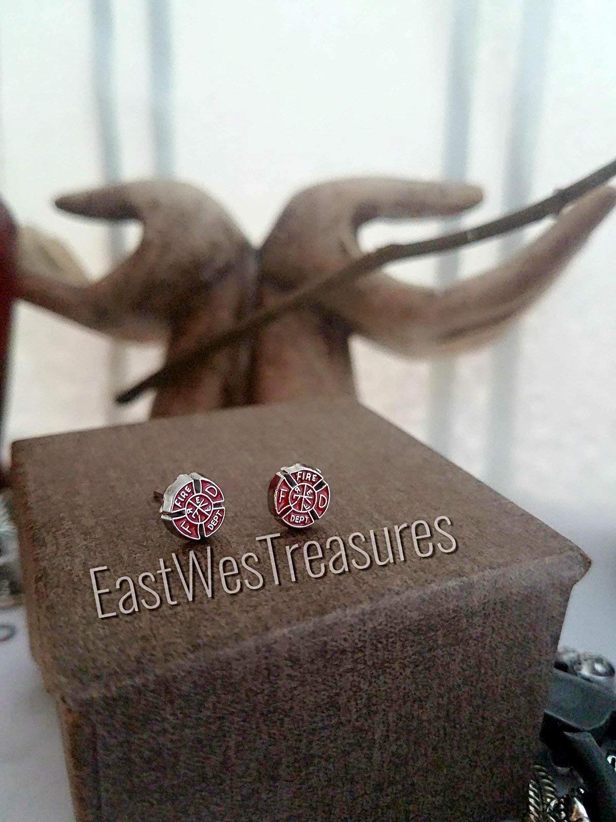 Steel Small Firefighter Maltese Red Cross Stud Earrings - Christmas Jewelry Gifts for Women - Perfect for Firefighter Appreciation, Nurses Week & Holiday Gift Giving