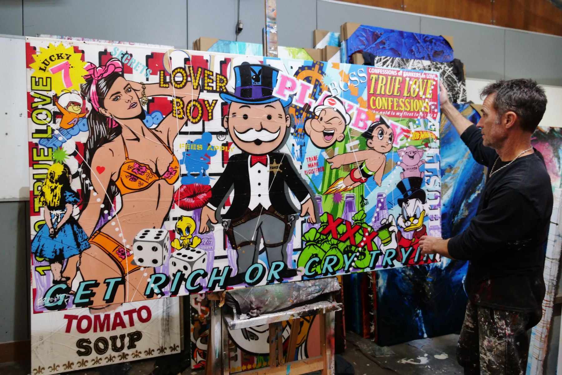 Monopoly Man Textured Urban Pop Art Canvas Painting - 75