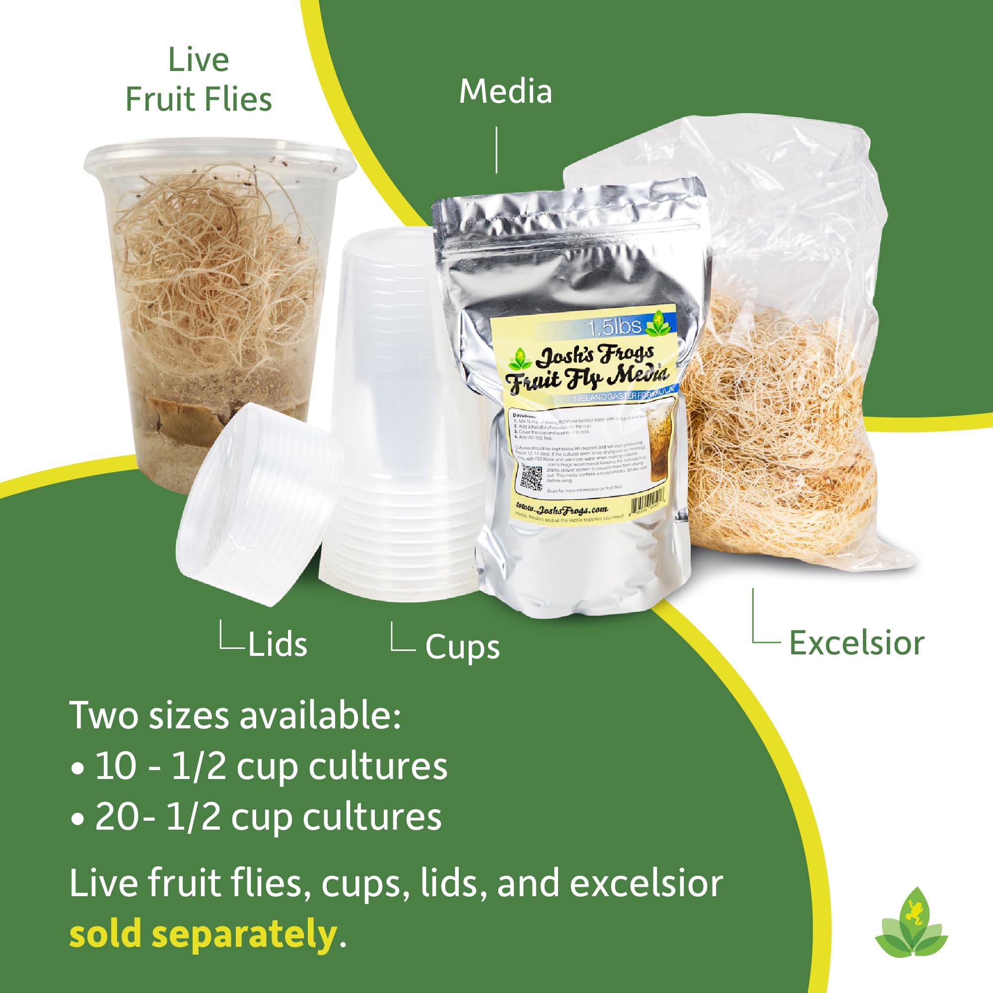 Josh's Frogs Premium Melanogaster Fruit Fly Food Media - 3 lbs (2.7 Quarts) for 20 Fruit Fly Cultures | Ideal for Reptile & Amphibian Feeders, Pet Frogs & Small Insectivores