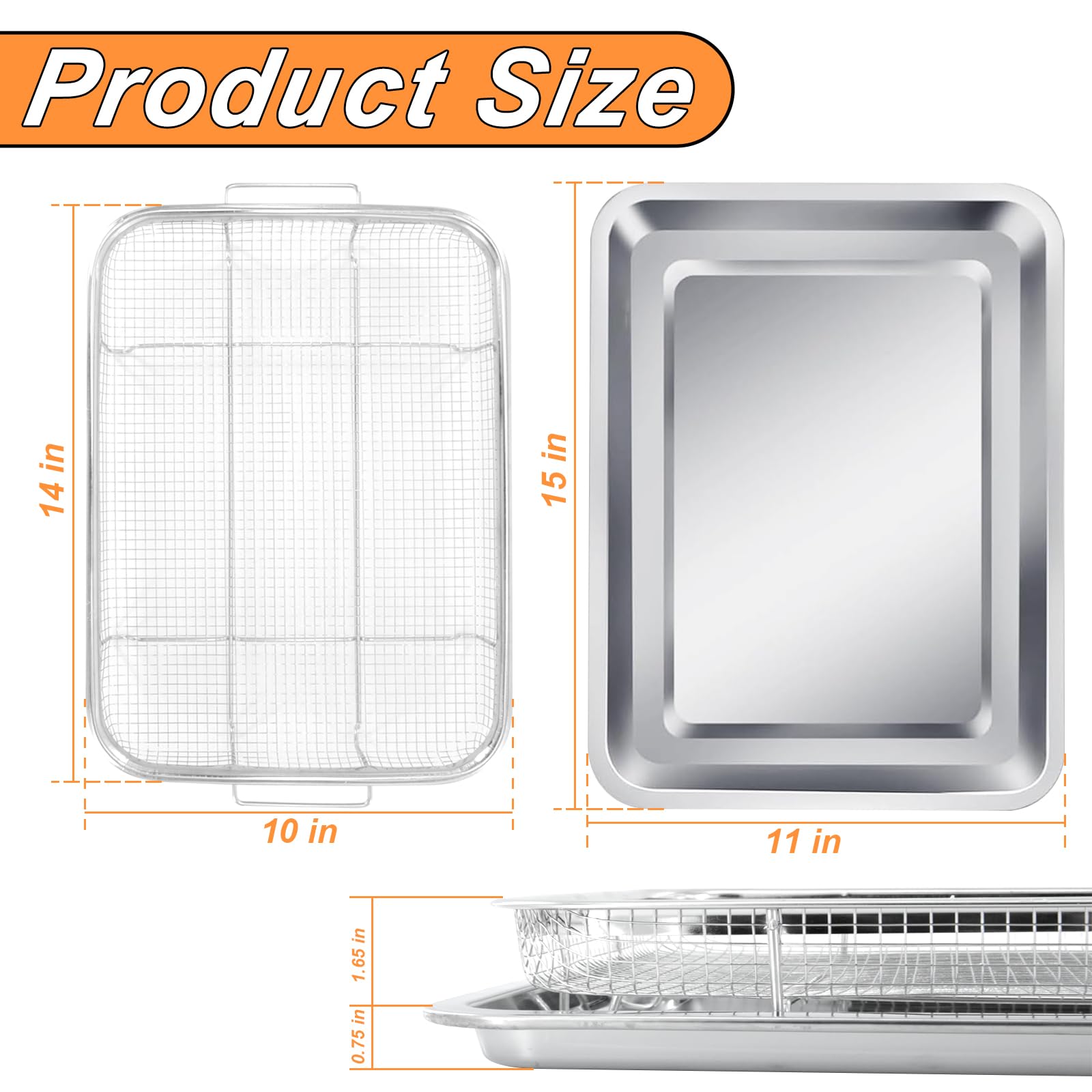 Stainless Steel Air Fryer Basket for Oven - 15.5