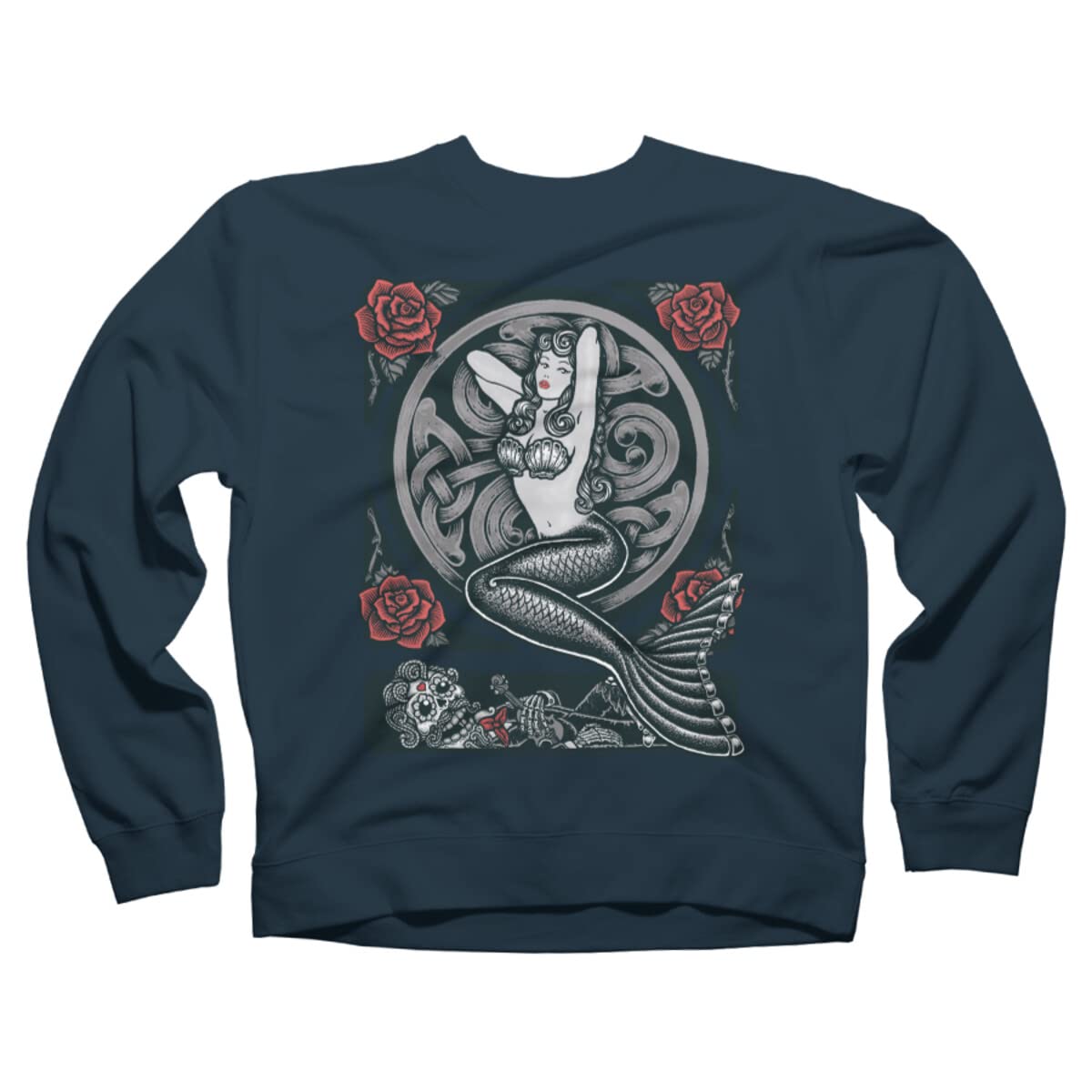 RobertoJL Unisex Mermaid Graphic Sweatshirt | Design By Humans | Soft Cotton Pullover for Men & Women | Perfect for Casual Wear, Beach Outings & Festival Fashion