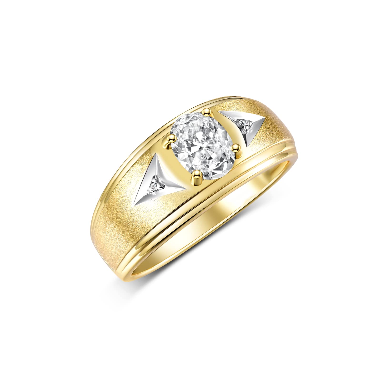 Rylos Men's Classic 8X6MM Oval Gemstone & Diamond Ring - Yellow Gold Plated Silver Birthstone Rings for Men (Sizes 8-13) | Perfect for Weddings, Anniversaries & Special Occasions