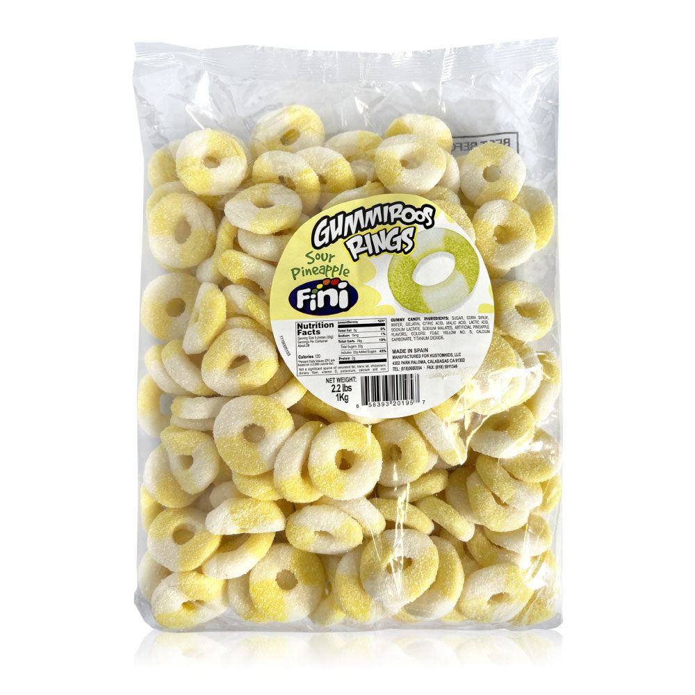 Kustomkids Sour Pineapple Rings Candy - 2.2lb Bulk Bag | Sweet & Tangy Pineapple Flavored Gummy Treats for Kids, Parties & Movie Nights