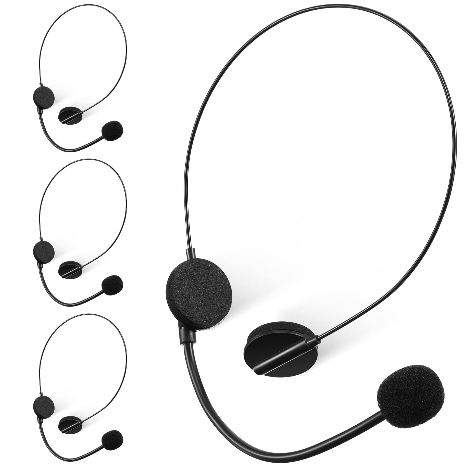 Zhanmai 4-Piece Black Microphone Headset Toy - Costume Prop Headpiece for Hippie & Halloween Outfits - Party Accessories & Makeup Props for Cosplay, Performances, and Theme Parties