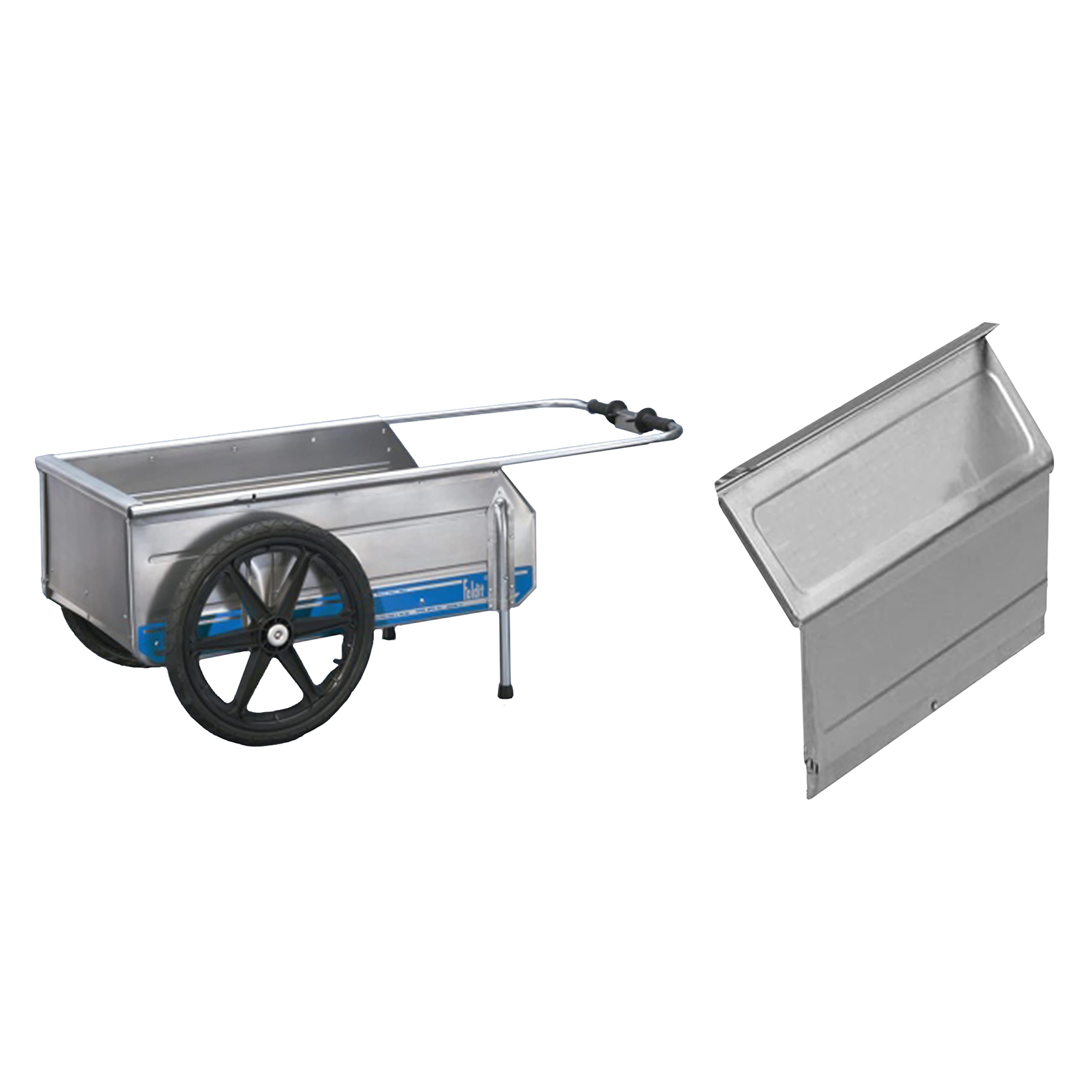 Foldit Portable Aluminum Folding Cart - Heavy Duty Utility Wagon for Groceries, Yard Work, Construction & Camping | Collapsible Design with Rear Gate & Blue Stripe | Perfect for Shopping, Gardening, Job Sites & Outdoor Adventures