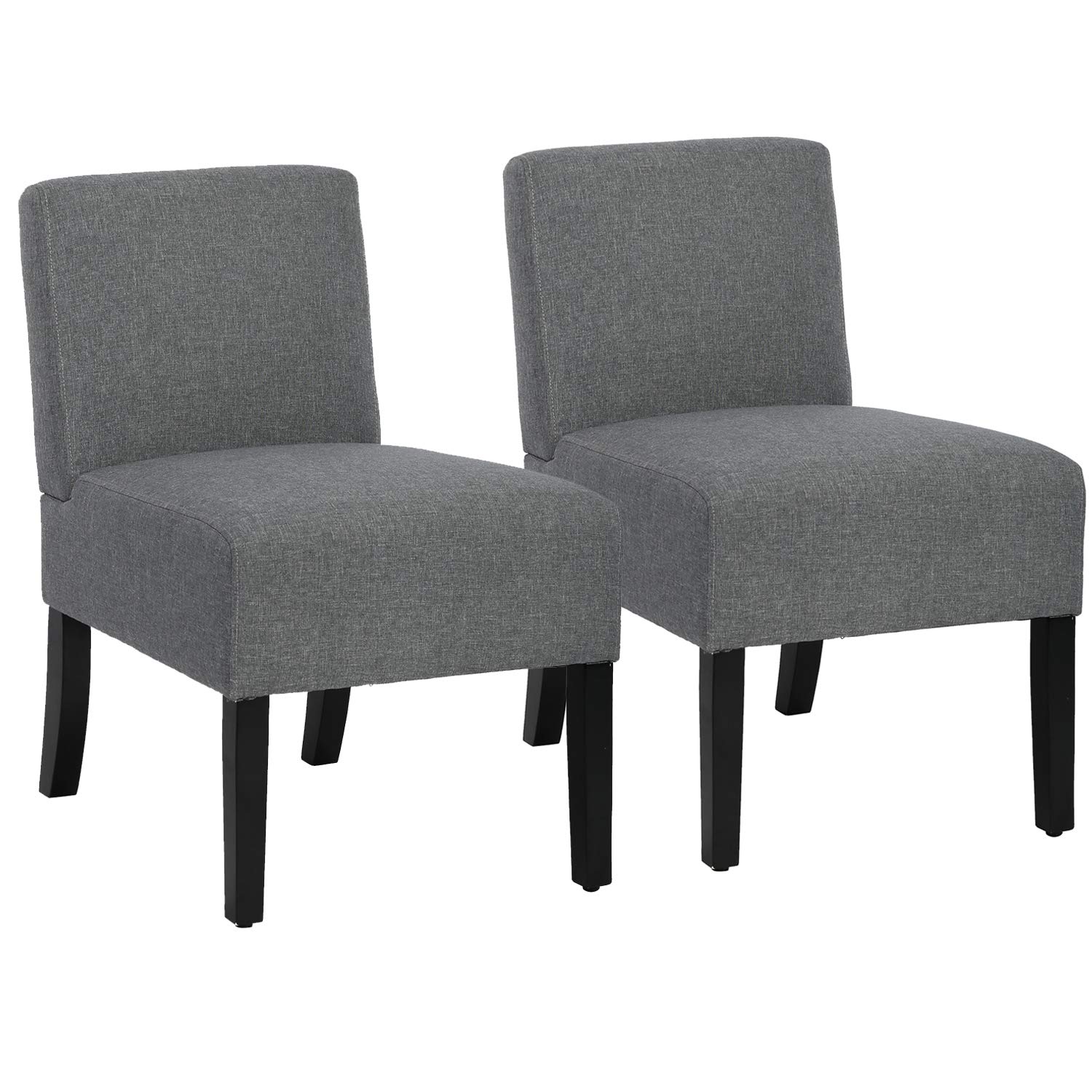 Premium Massage Dining Chairs - Set of 2 Modern Armless Accent Chairs with Solid Wood Legs, Grey Fabric Upholstery for Living Room, Dining Room & Home Office - Ergonomic Comfort for Relaxation & Entertainment Spaces
