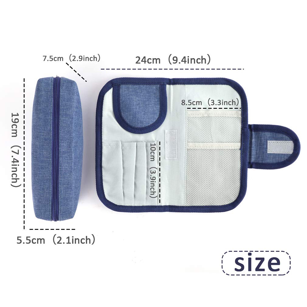 iSuperb Large Capacity Canvas Pencil Case - Removable Zipper Pouch for Stationery, Makeup & Cosmetics Organizer - Women's Denim Blue Storage Bag for School, Office & Travel Essentials