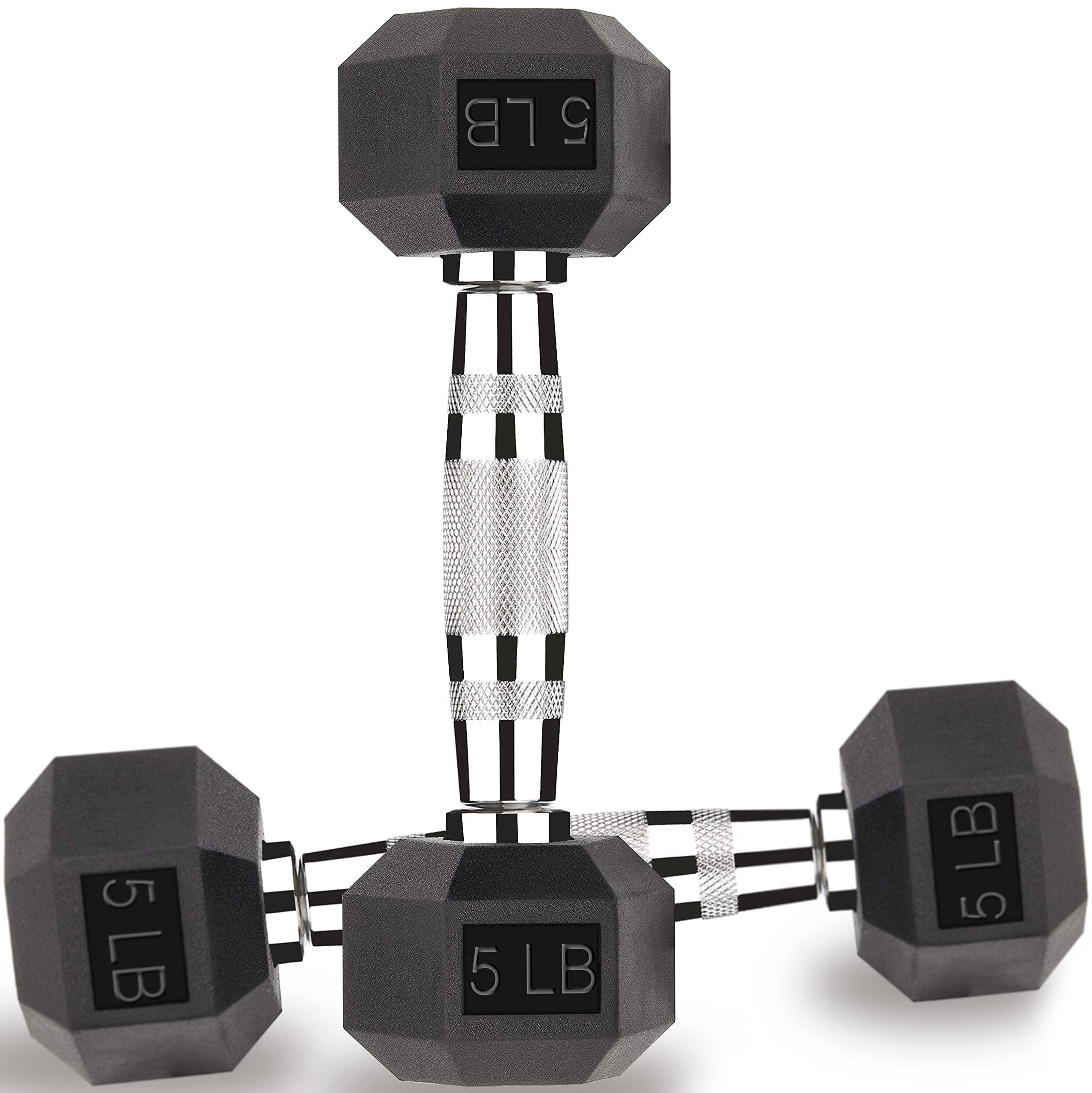 Hex Dumbbell Set 5-40 lbs - Rubber Coated Cast Iron Free Weights for Home Gym, Strength Training & CrossFit - Perfect for Men & Women Workout Equipment (5,10,15,20,25,30,40 LB Options) - Ideal for Weight Lifting, Muscle Building & Fitness Routines
