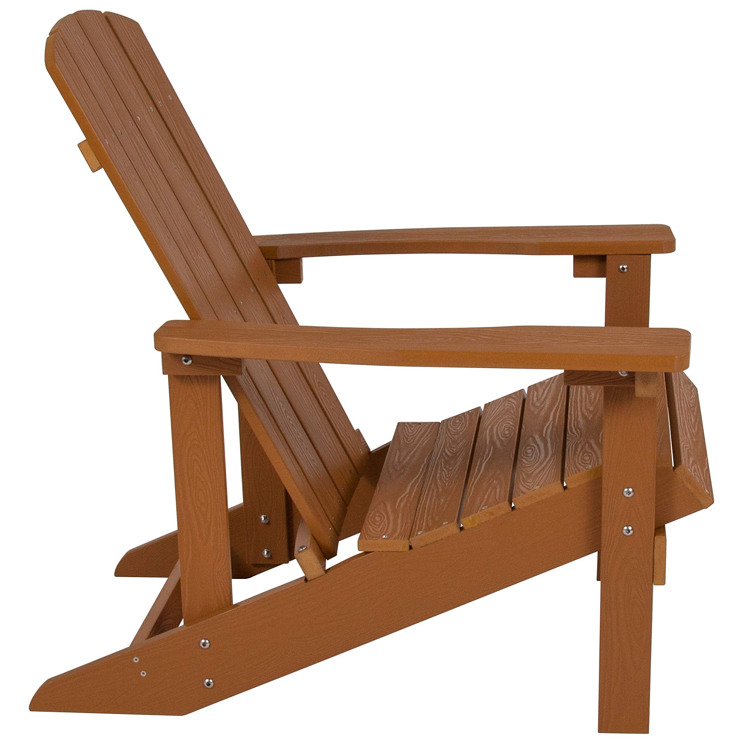 EMMA + OLIVER Campfire Set - 2 Teak Poly Resin Adirondack Chairs with 29