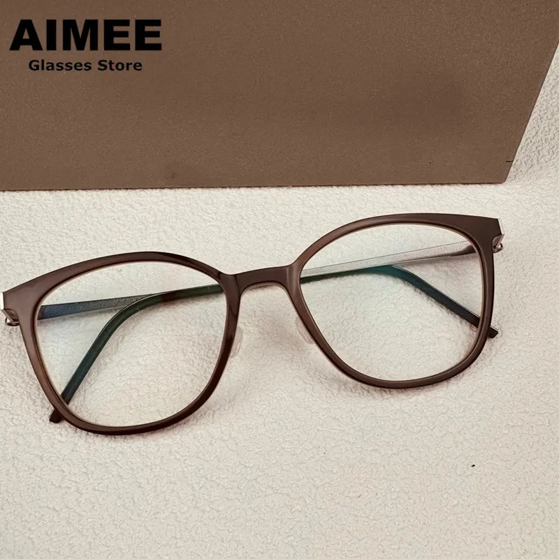 Aimee Women's Full Rim Square Acetate Titanium Eyeglasses 41851 - Lightweight & Durable Frame for Work, Reading & Fashion (Available in Multiple Colors)