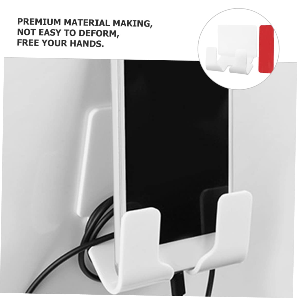 3-Piece Clear Acrylic Phone Stand & Wall Mount Holder - Universal Smartphone Dock for Desk, Office, Kitchen, Bedroom - Space-Saving Outlet Shelf for Charging & Hands-Free Viewing