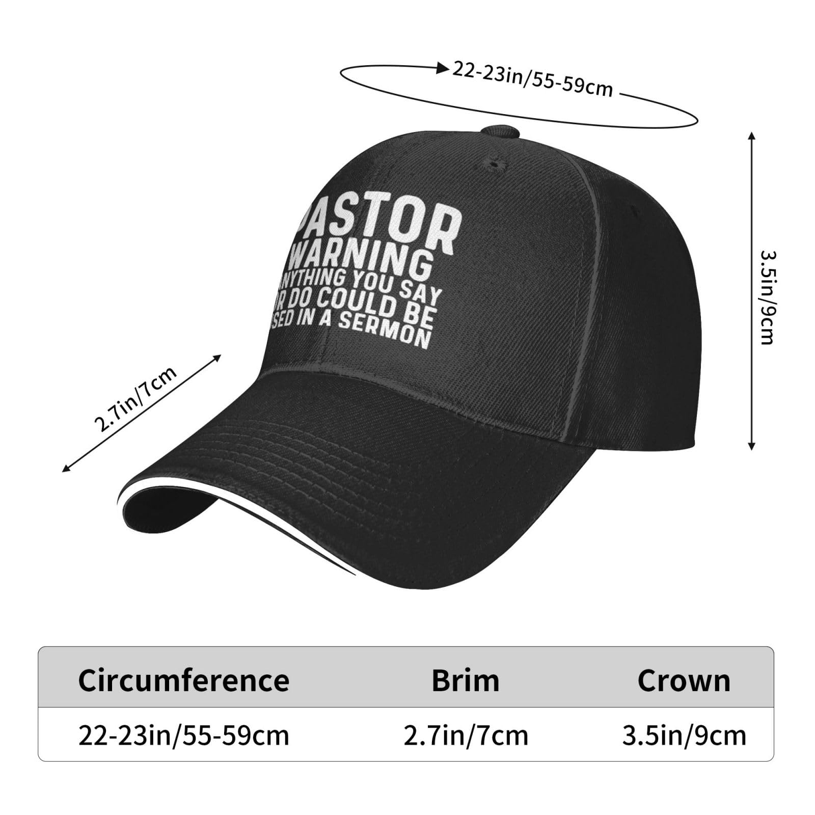 Pastor Warning Anything You Say Or Do Could Be Used in A Sermon - Funny Christian Baseball Cap for Men - Church Humor Gift for Pastors & Church Members - Perfect for Sunday Service & Bible Study
