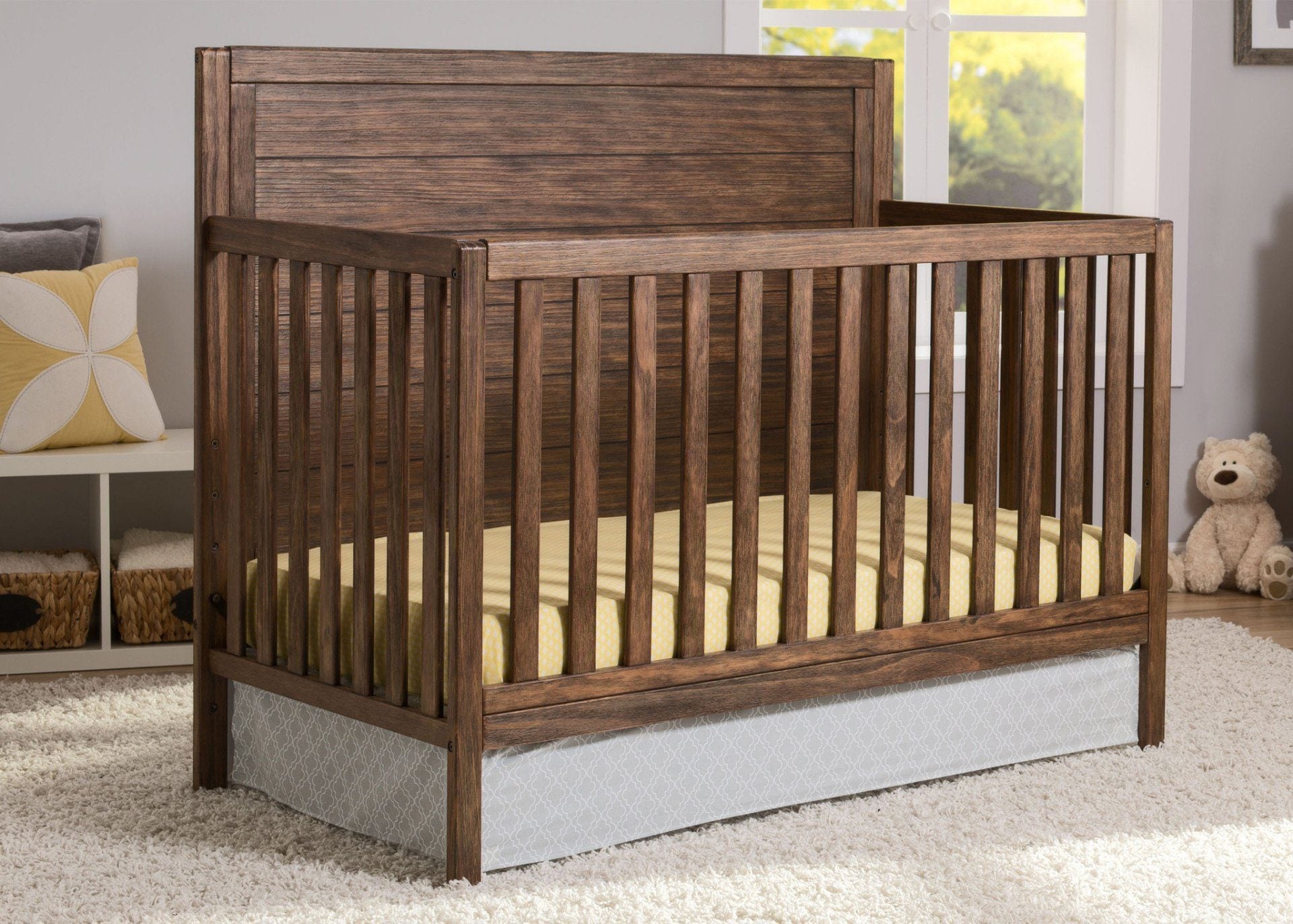 Cambridge 4-in-1 Convertible Baby Crib - Toddler Bed & Daybed with Mattress - Nursery Furniture for Boys & Girls - Perfect for Bedrooms, Daycare & Guest Rooms