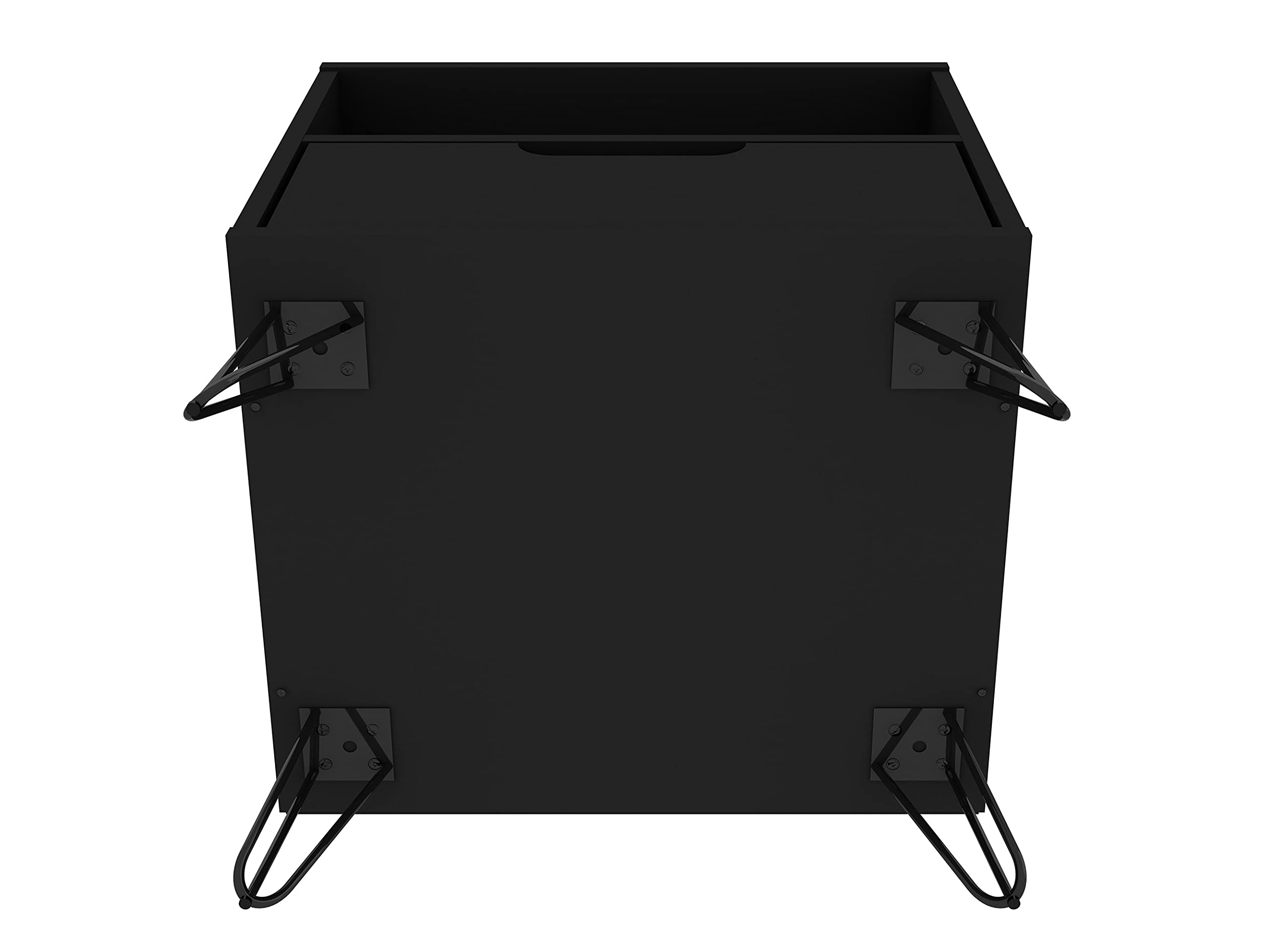 Mid Century Modern Nightstands Set of 2 - Manhattan Comfort Rockefeller Bedside Tables with Drawer & Cubby Storage | Functional Bedroom & Living Room Furniture Organizer in Black | Perfect for Small Spaces & Guest Rooms