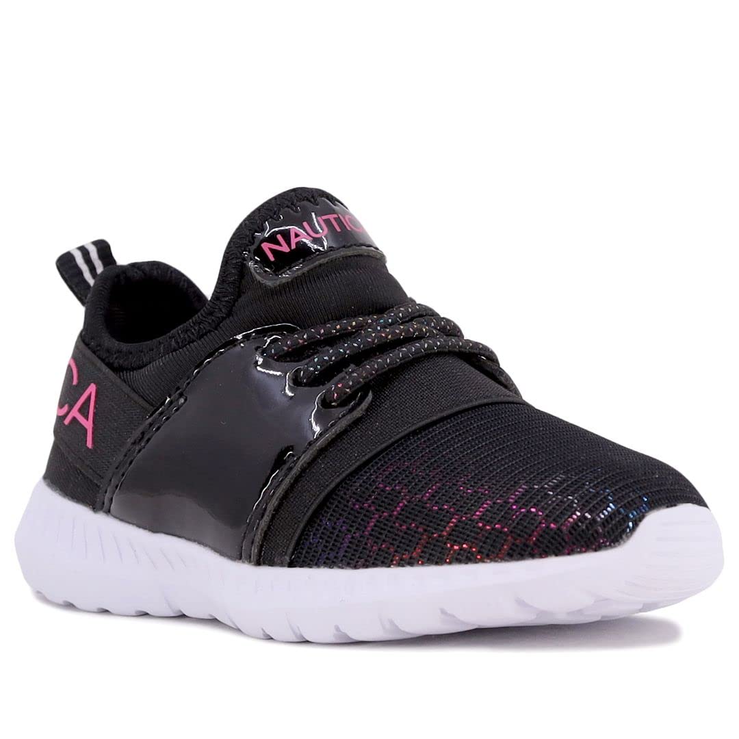 Nautica Kids Girls Metallic Fashion Sneakers - Lightweight Athletic Running Shoes for Toddler, Little & Big Kids | Lace-Up Design for School, Play & Everyday Wear