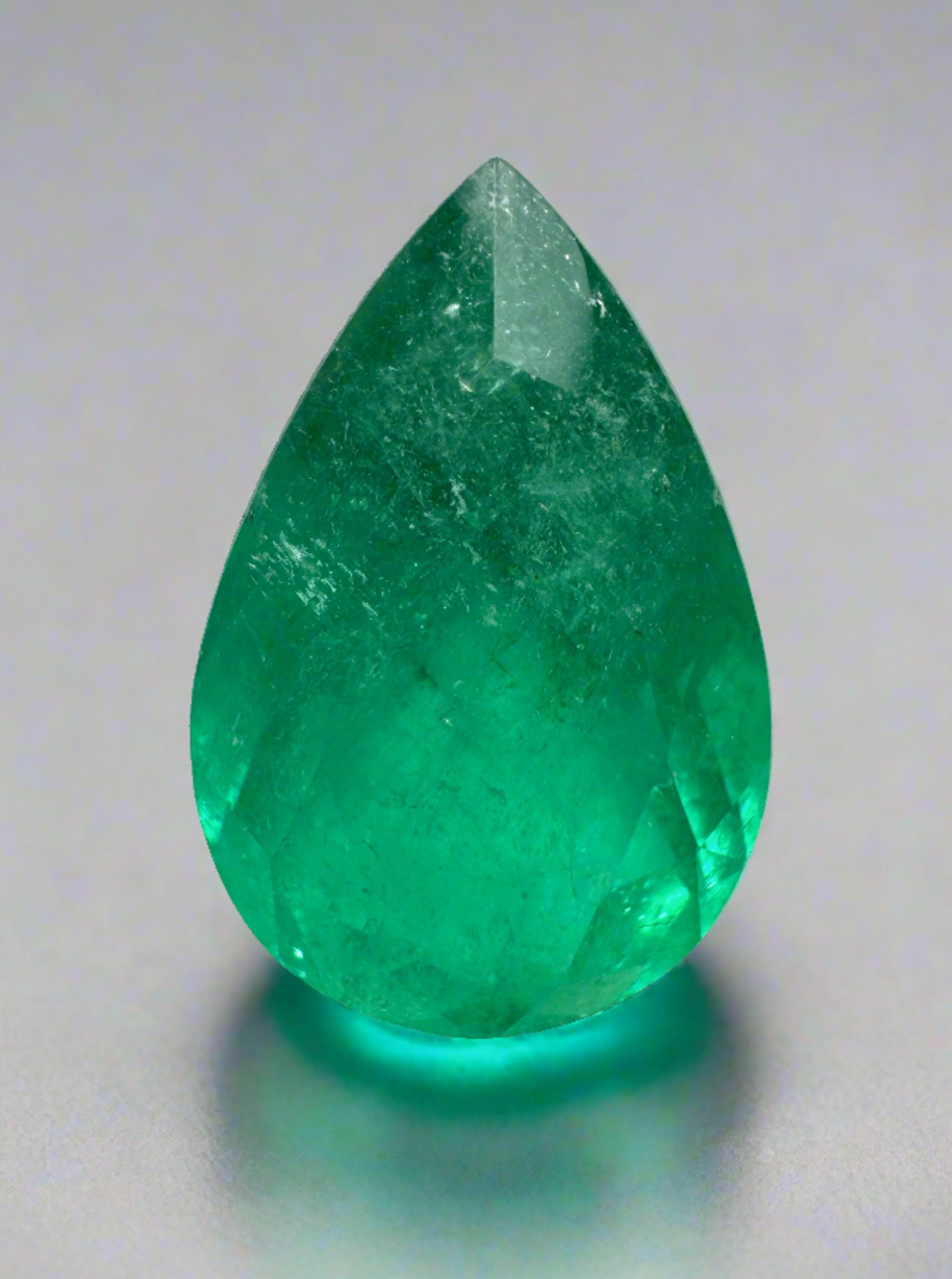 5.86 Carat 15x10mm Rich Green Natural Loose Colombian Emerald Pear Cut Gemstone for Jewelry Making, Engagement Rings & Luxury Gifts
