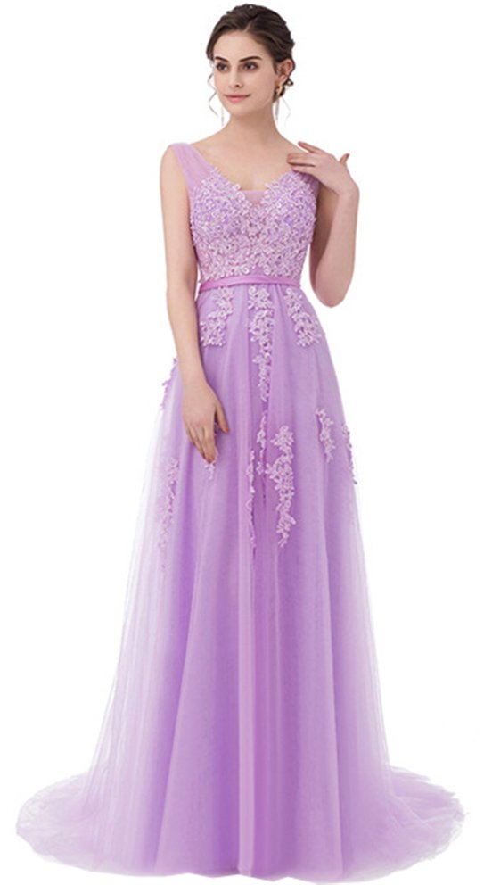 Honeydress Women's Beaded Lace Sexy Backless Long Evening Dress with Train - Perfect for Prom, Gala, Wedding & Formal Events