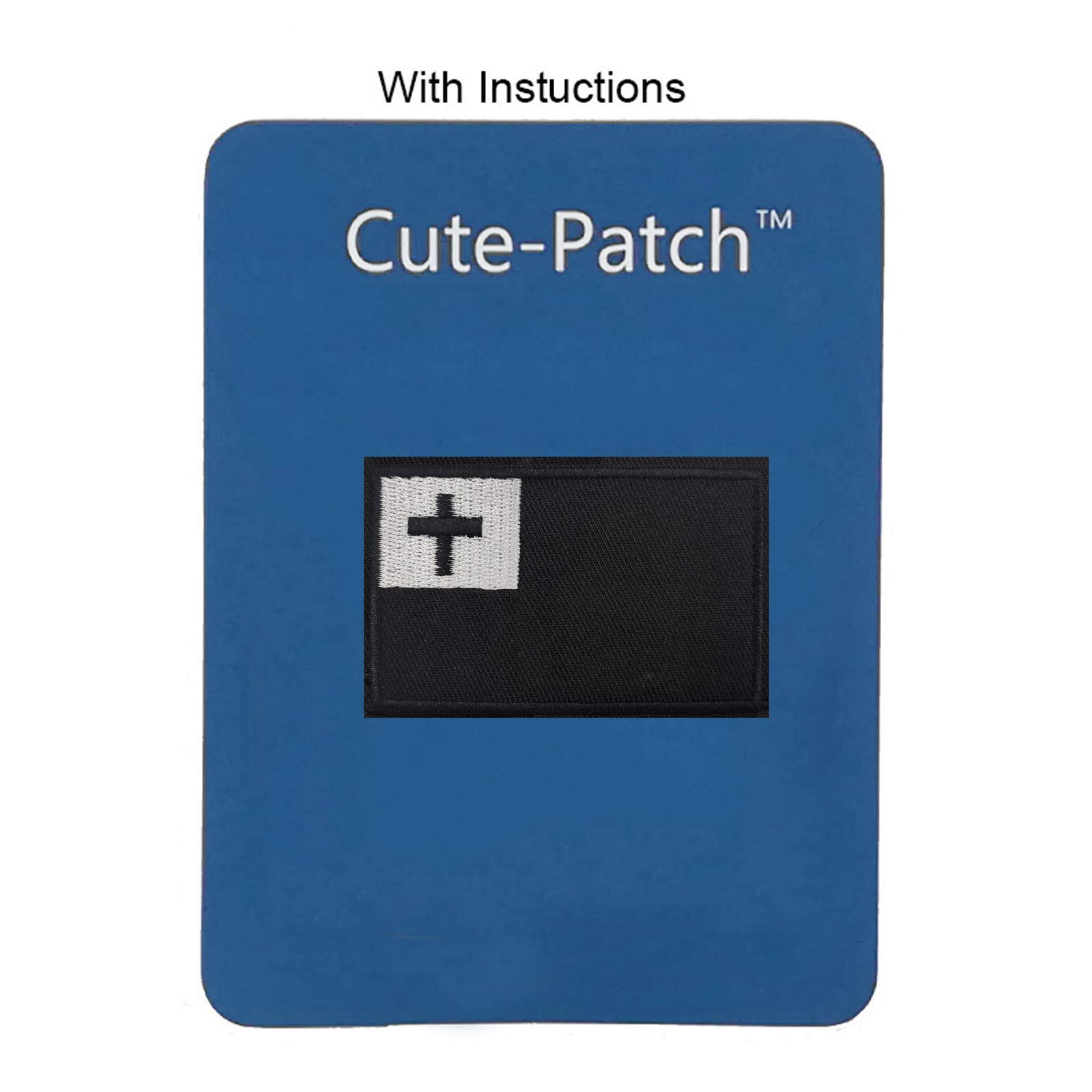 Black & White Christian Flag Embroidered Iron On Patches - Cute Religious Emblem for DIY Clothing, Backpacks & Hats - Perfect for Church Events, Youth Groups & Faith-Based Activities