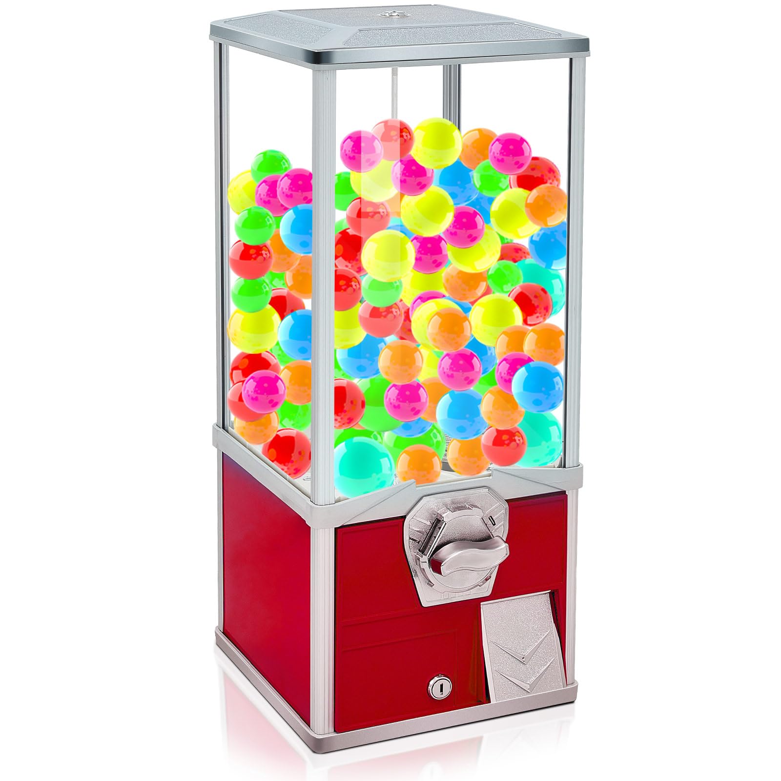 Gisafai 25-Inch Commercial Gumball Vending Machine - Large Toy Capsule Dispenser for 2-Inch Round Balls, Prizes & Candy (Red) - Perfect for Arcades, Retail Stores & Party Entertainment
