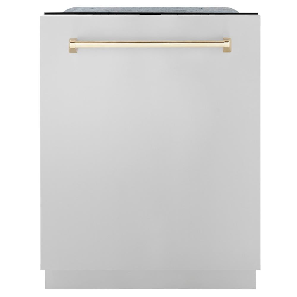 ZLINE Autograph Edition 48-inch Stainless Steel Dual Fuel Range with Range Hood & Dishwasher - Polished Gold Accents (3AKP RARHDWM48 G) | Professional Kitchen Package for Home Chefs & Modern Cooking Enthusiasts