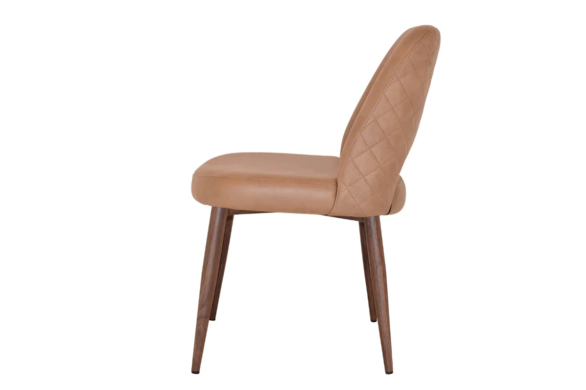 EZ Hospitality Cairo Indoor Armless Chair with Metal Base - Light Walnut Finish, 4-Leg Design for Dining Room, Office, or Waiting Area