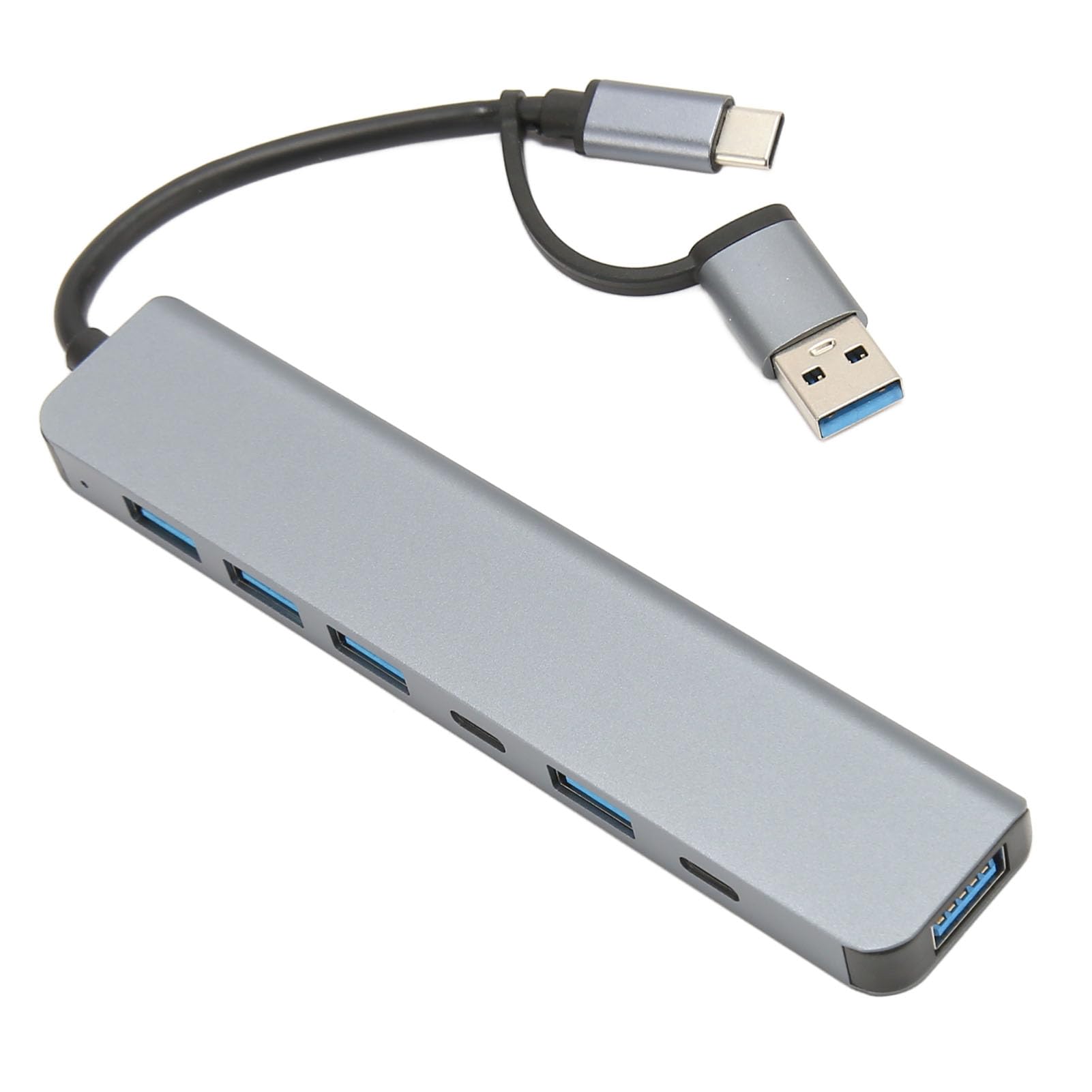 USB 3.0 Hub Space Gray - Compact, Plug & Play Adapter with High Compatibility for Windows 10, Perfect for Home Office & Gaming Setup
