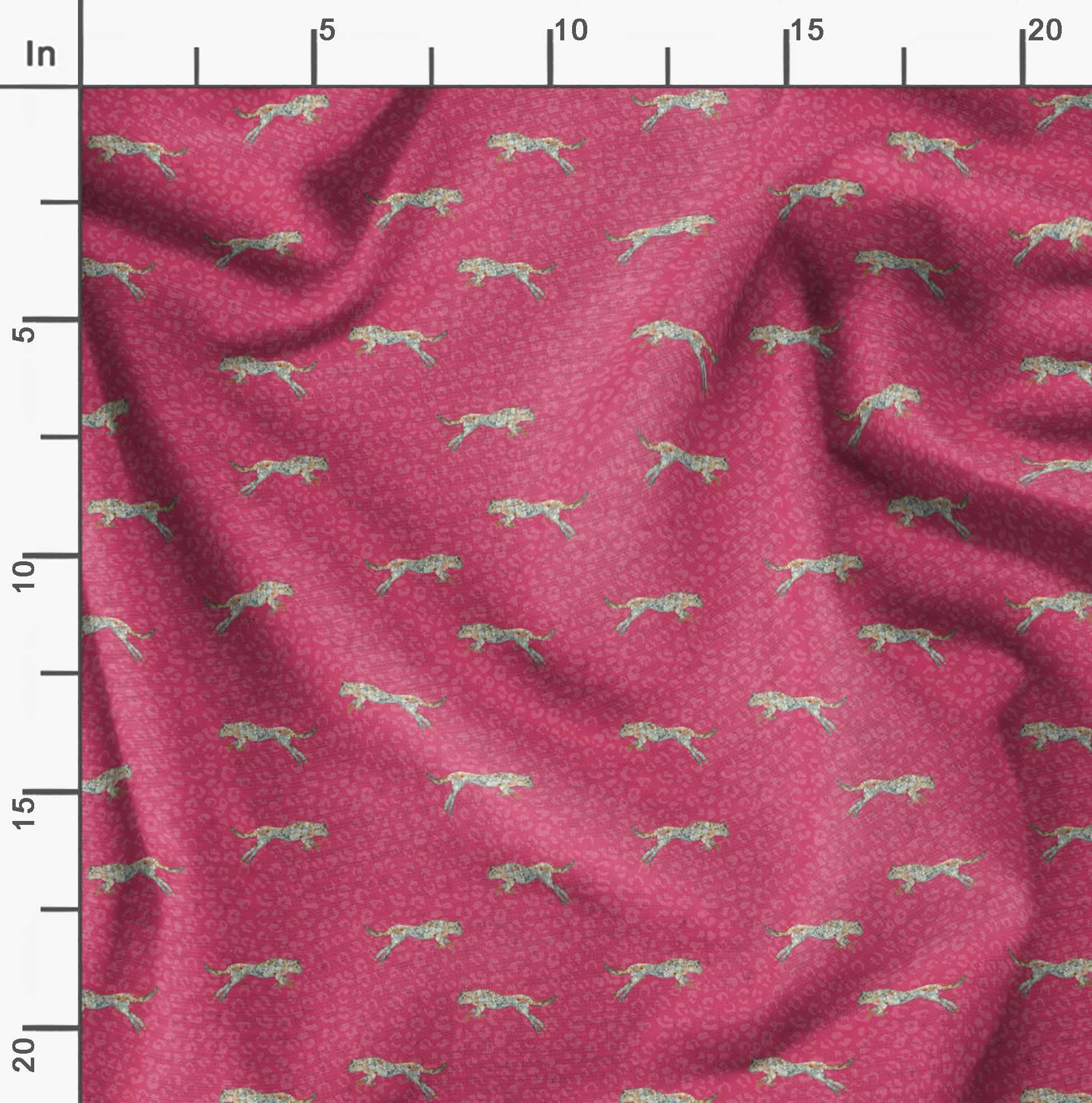 Soimoi Moss Georgette Pink Fabric by The Yard - 42 Inch Wide Leopard Print Animal Skin Textile for Dresses, Blouses & Scarves - Stylish Printed Fabric for Fashion Design & DIY Projects
